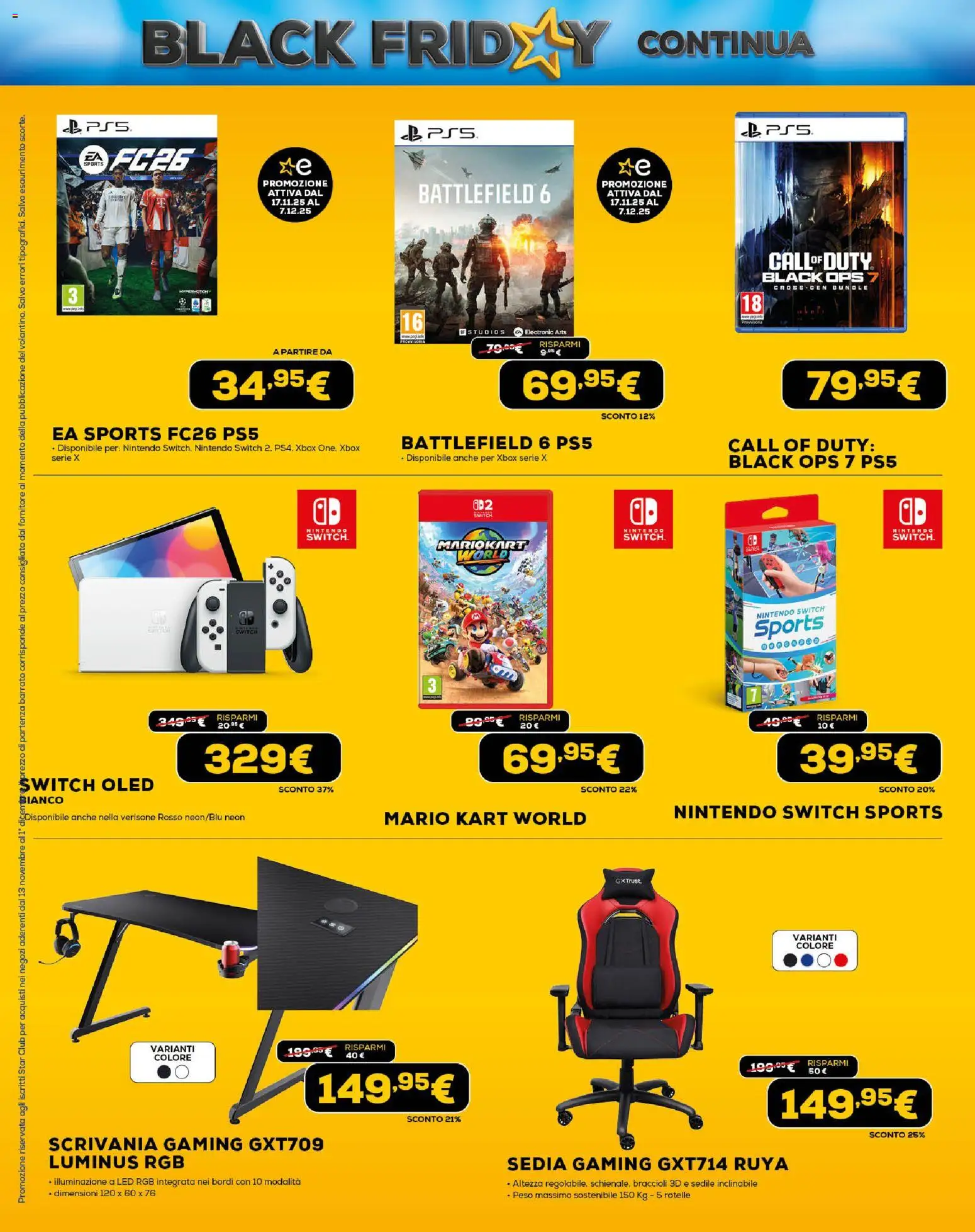 Volantino Euronics del 13.11.2025 | Pagina: 18 | Prodotti: Braccioli, Xbox, Sedia, Scrivania