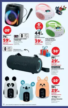 Super U - Prévisualisation de Super U - Prix bas de Noël valide à partir de 21.10.2025 | Page: 50 | Produits: Réveil, Enceinte, Enceinte bluetooth, lecteur CD