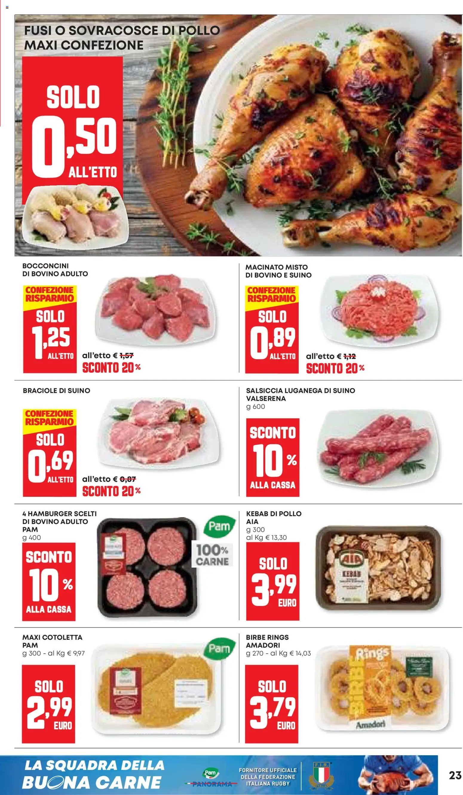 Volantino Panorama del 06.11.2025 | Pagina: 23 | Prodotti: Pollo, Salsiccia, Hamburger, Macinato