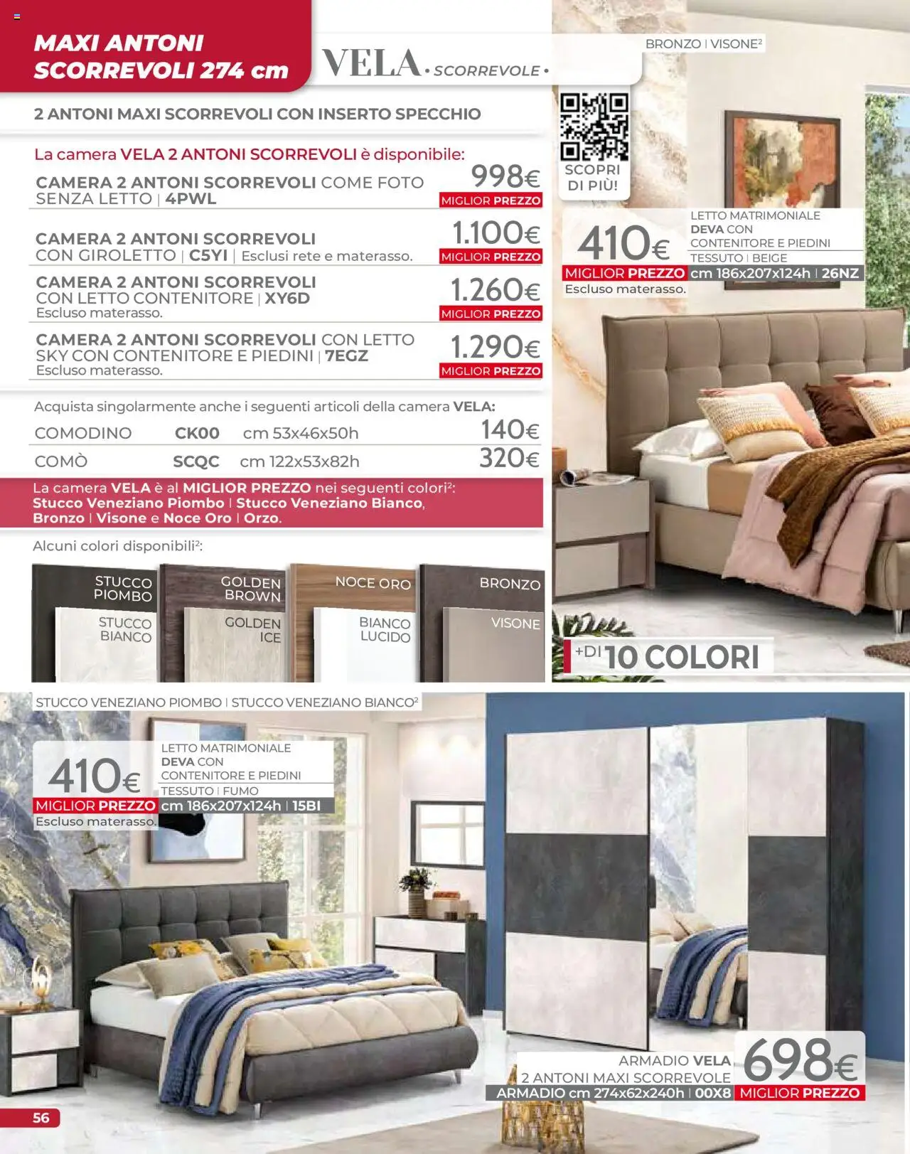 Volantino Mondo Convenienza del 09.09.2025 | Pagina: 58 | Prodotti: Letto contenitore, Stucco, Armadio, Specchio