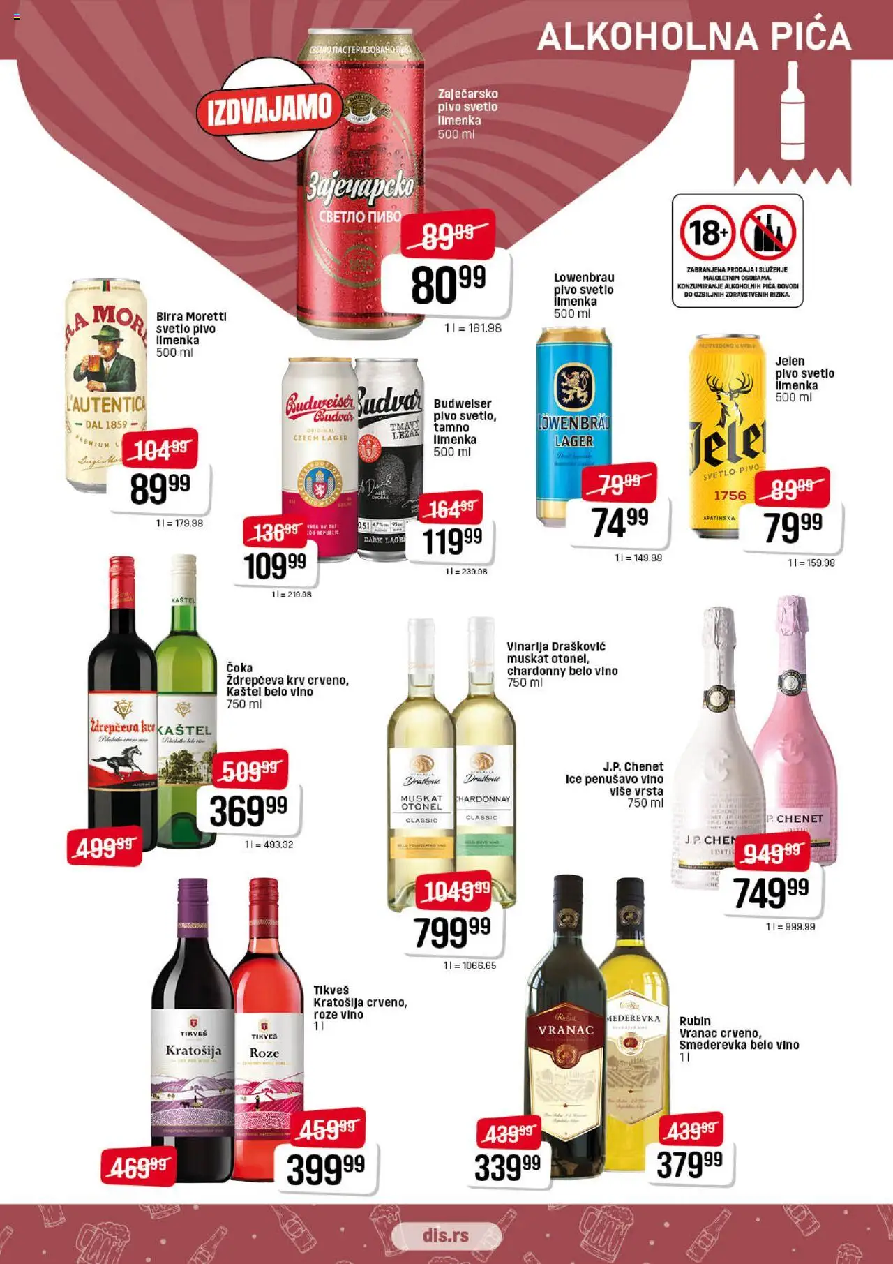 DIS katalog - važi od 31.07.2025 | Strana: 15 | Proizvode: Budweiser, Zaječarsko pivo, Vino, Pivo