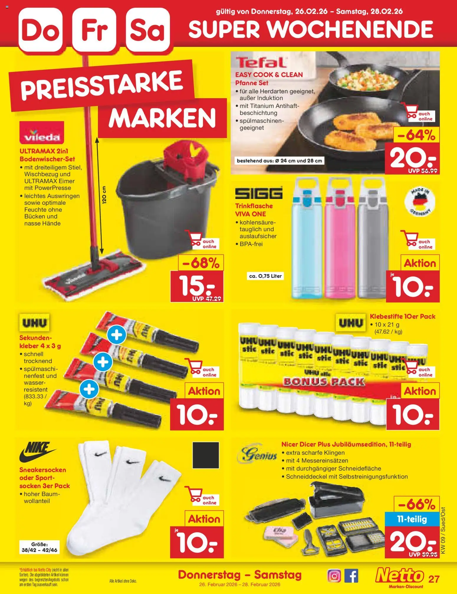 Netto Marken-Discount Prospekt 	 – gültig ab 23.02.2026 | Seite: 43 | Produkte: Wasser, Socken