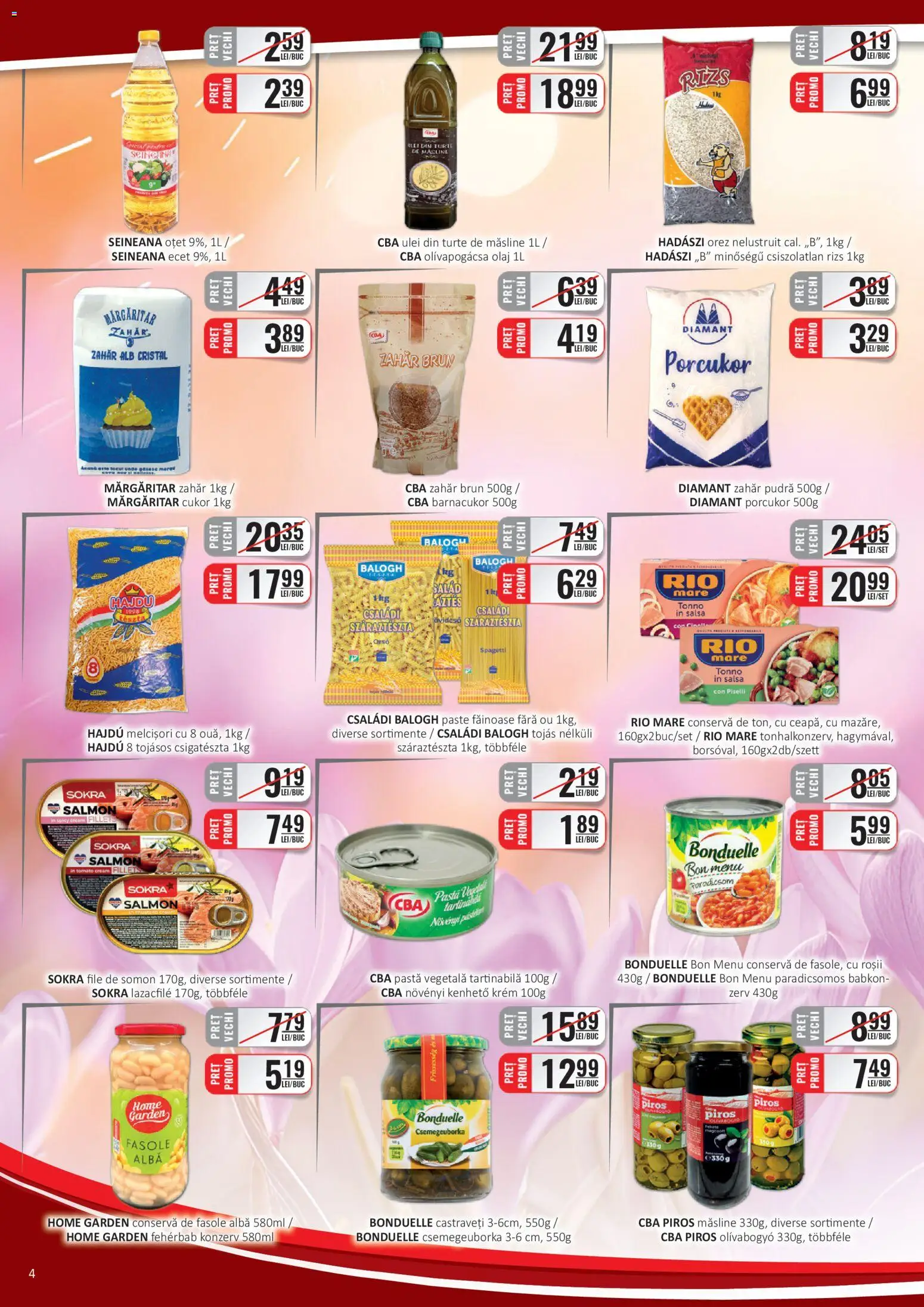 Noul catalog CBA – valabil de la 01.03.2026 | Pagină: 4 | Produse: Ulei, Oțet, Paste, Castraveți