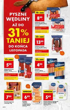 Pogląd oferty "Kabanosy Kraina Wędlin, 120 g:, drobiowo-wieprzowe z szyńki" - ważna od 03.11.2025 | Strona: 32