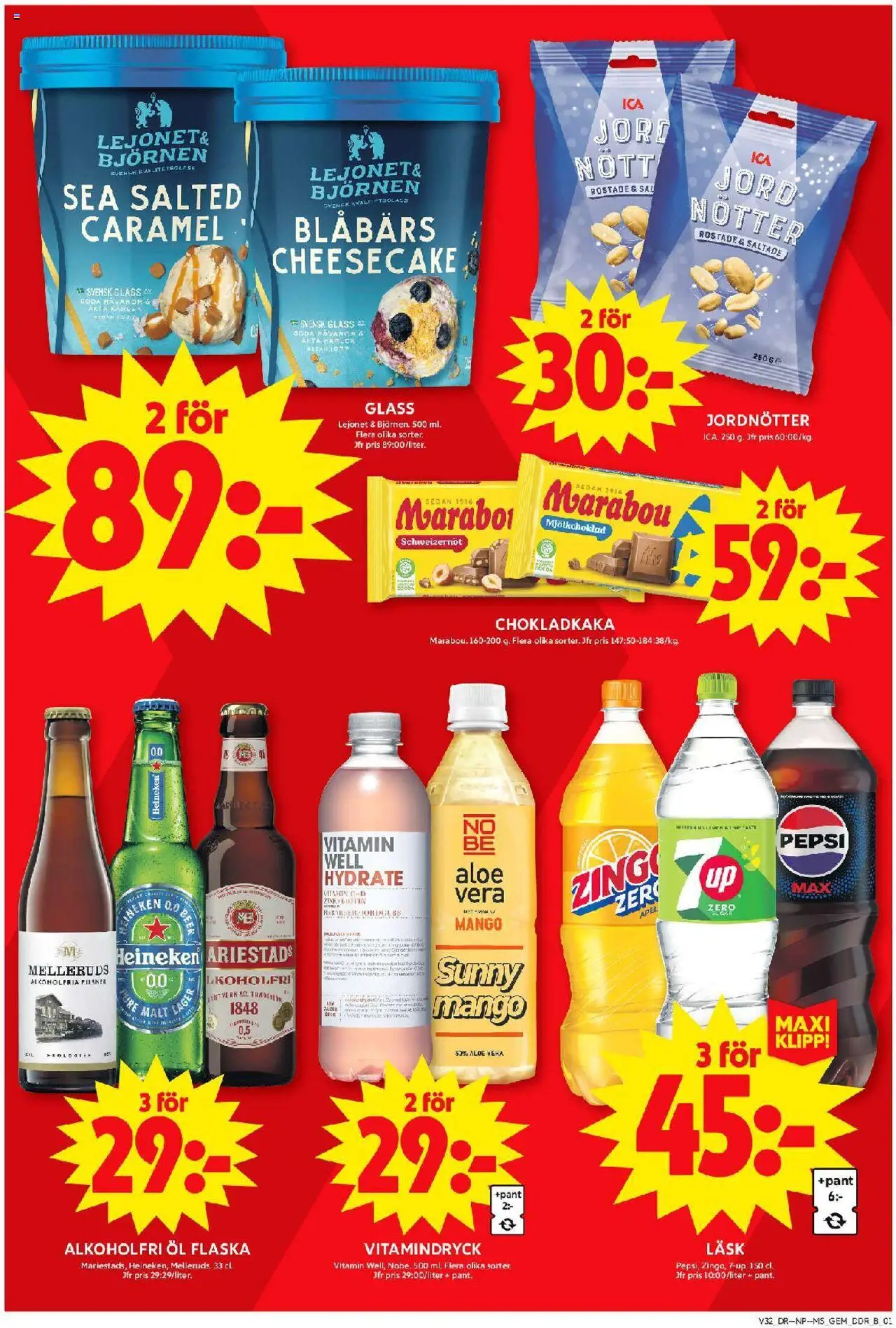 ICA Maxi reklamblad aktuell från 04.08.2025 | Sida: 10 | Produkter: Jord, Jordnötter, Nötter, Glass