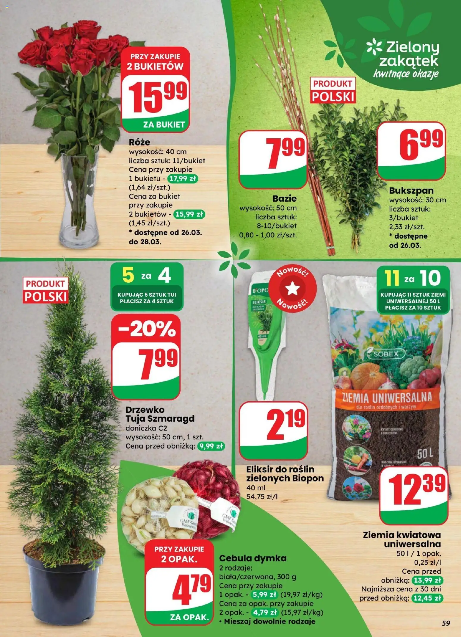 Dino gazetka od 25.03.2026 | Strona: 59 | Produkty: Ziemia uniwersalna, Ziemia, Doniczka, Kwiaty