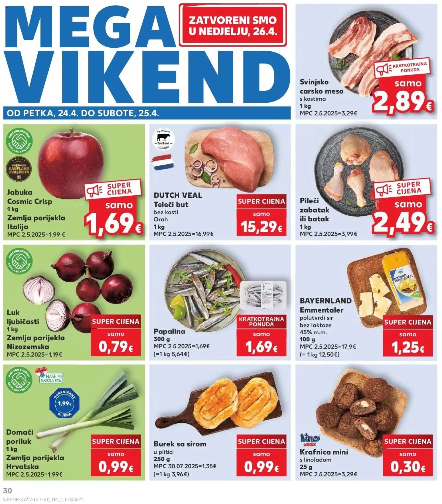 Kaufland katalog | vrijedi od 22.04.2026 | Stranica: 30 | Proizvodi: Teletina, Sir, Luk, Poriluk