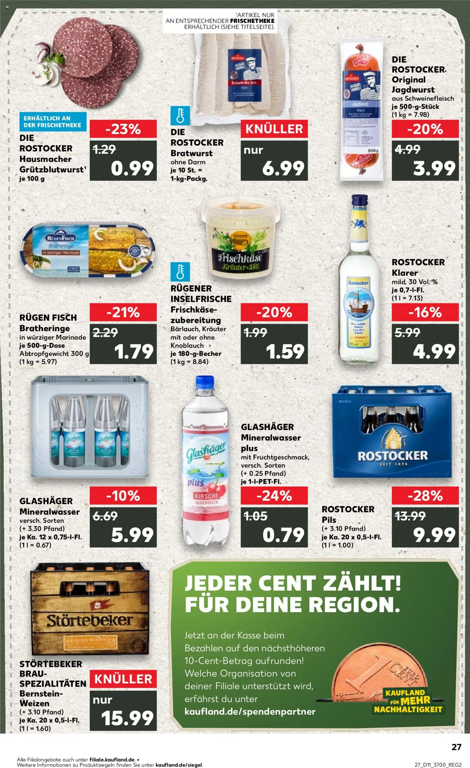Kaufland Prospekt Rostock	 – gültig ab 12.03.2026 | Seite: 27 | Produkte: Pils, Bratwurst, Mineralwasser, Schweinefleisch