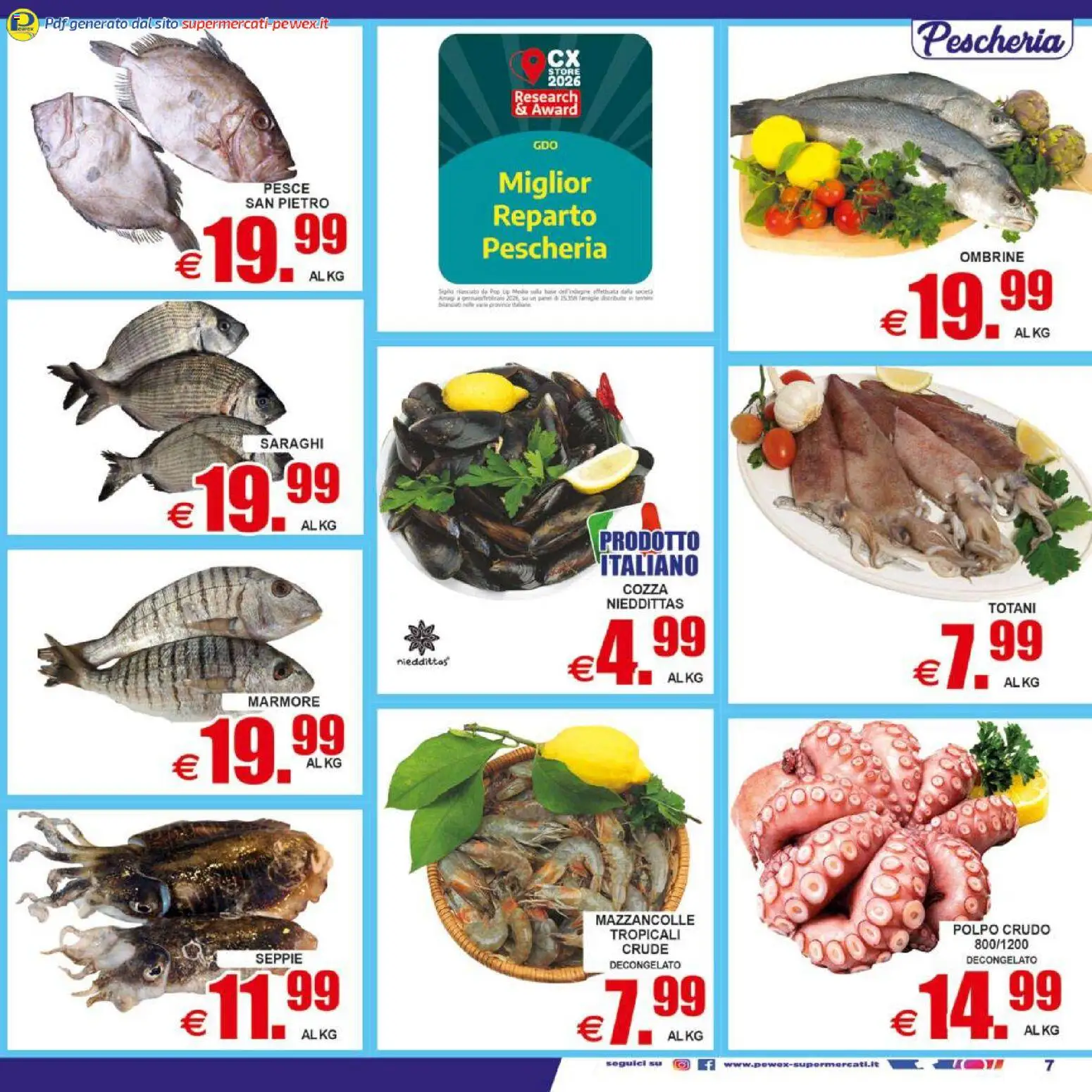Volantino Pewex del 17.04.2026 | Pagina: 7 | Prodotti: Pesce, Polpo, Mazzancolle