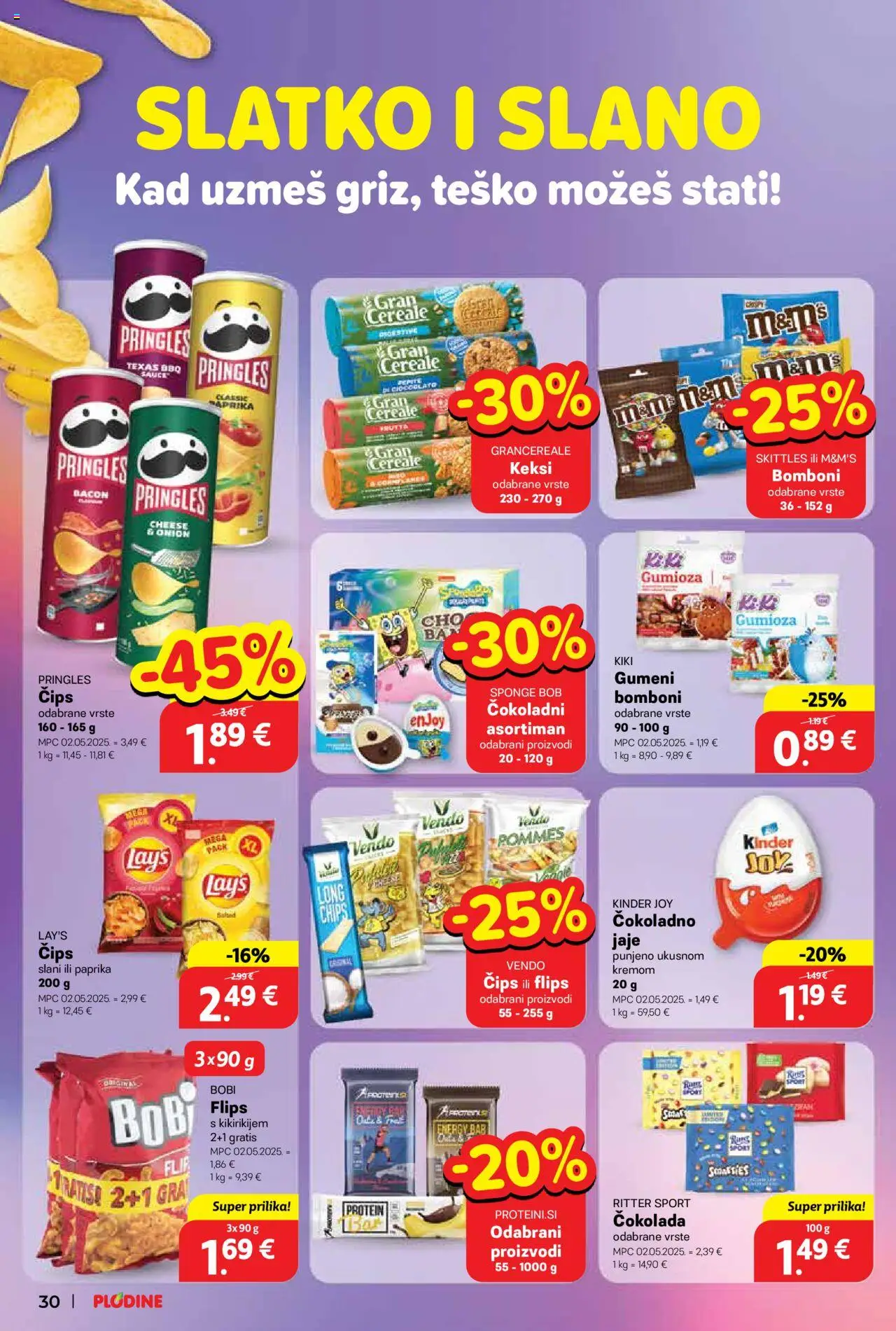 Plodine katalog | vrijedi od 25.06.2025 | Stranica: 30 | Proizvodi: Flips, Keksi, Čokolada, Čips