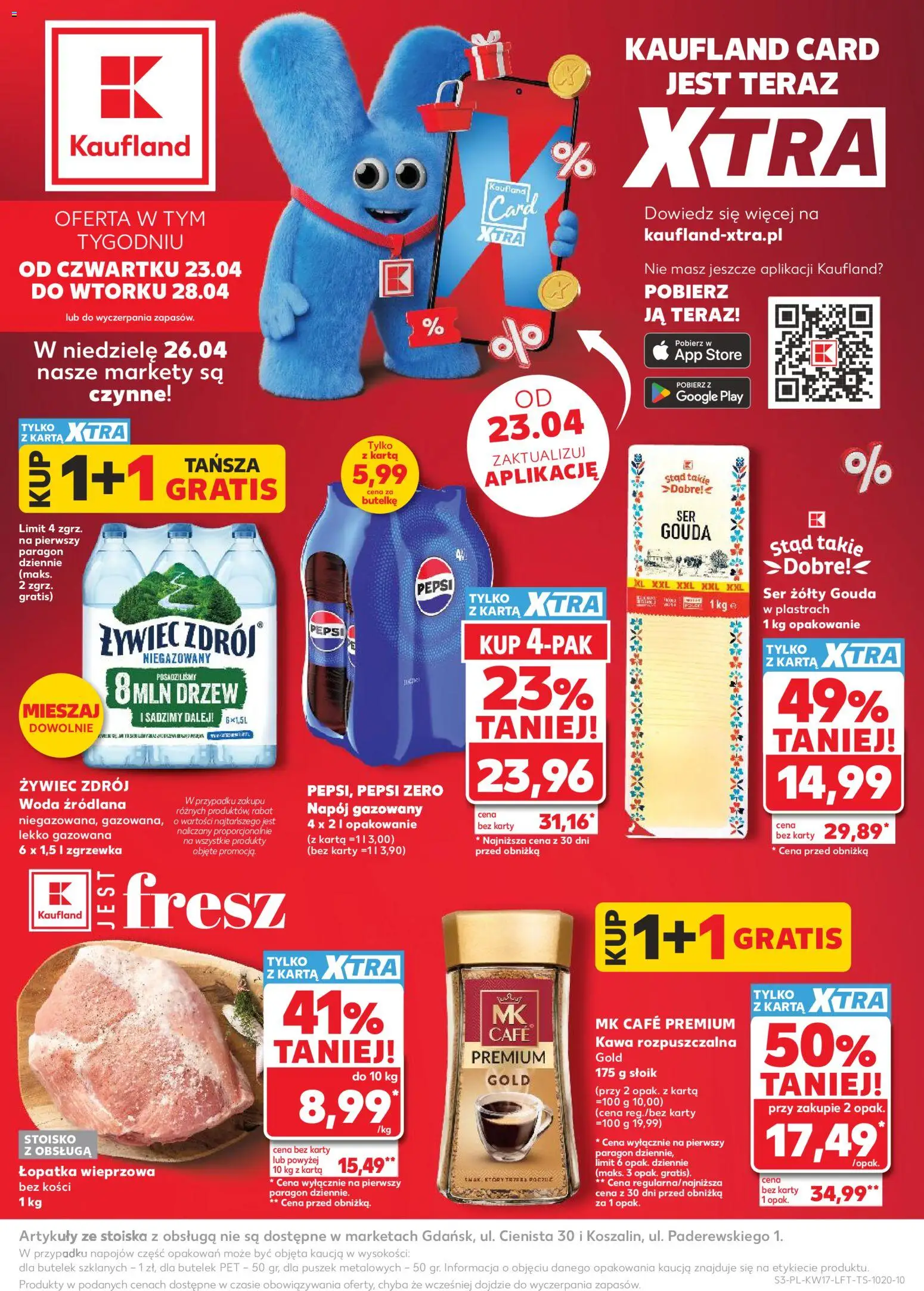 Kaufland gazetka od 23.04.2026 | Strona: 3 | Produkty: Ser żółty, Woda źródlana, Łopatka wieprzowa, Ser