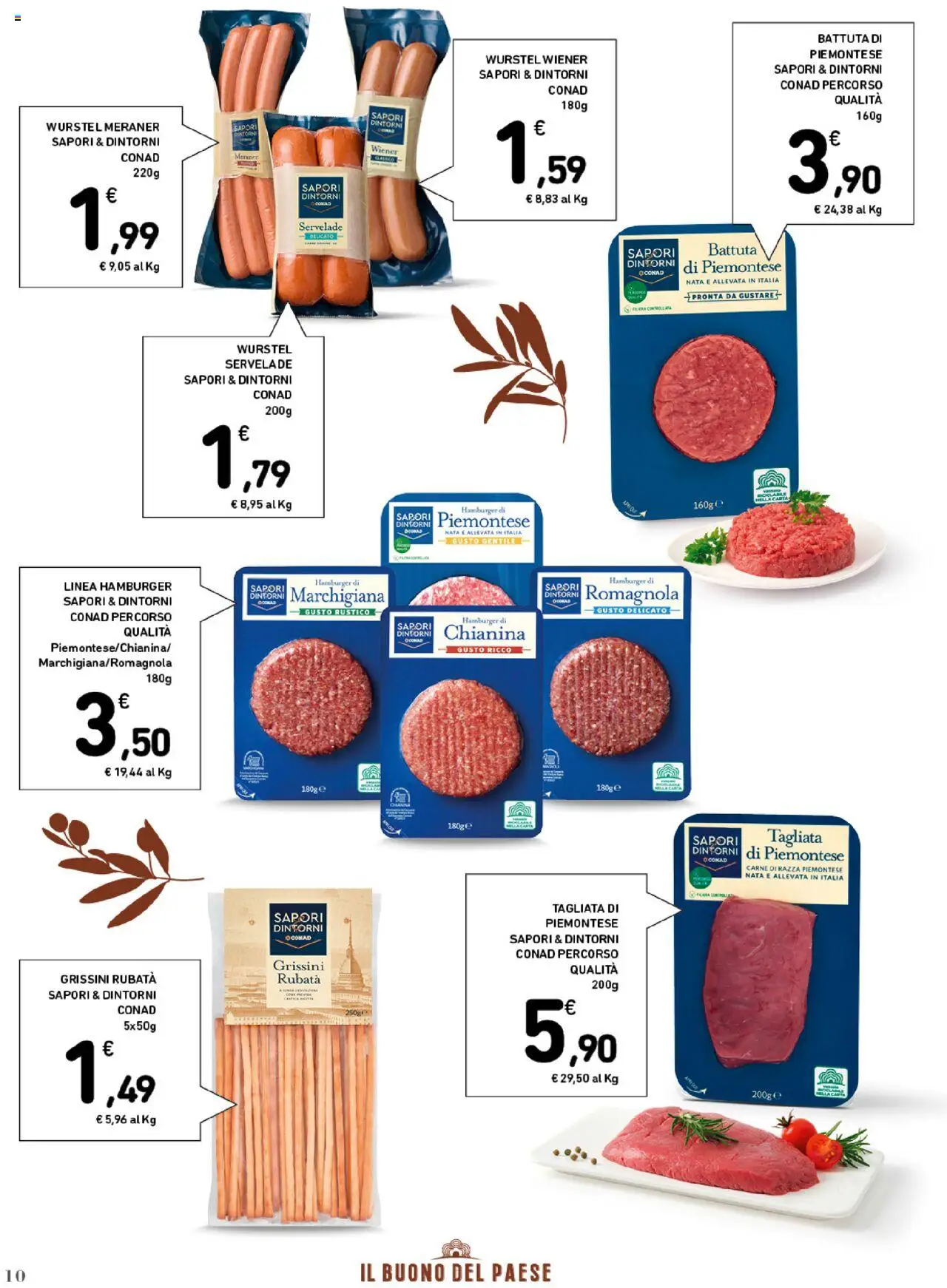 Volantino Conad del 22.10.2025 | Pagina: 10 | Prodotti: Wurstel, Grissini, Hamburger