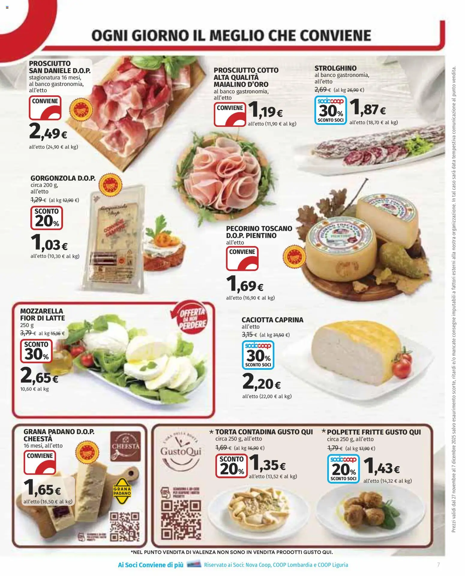 Volantino COOP del 27.11.2025 | Pagina: 7 | Prodotti: Mozzarella, Data, Gorgonzola, Pecorino