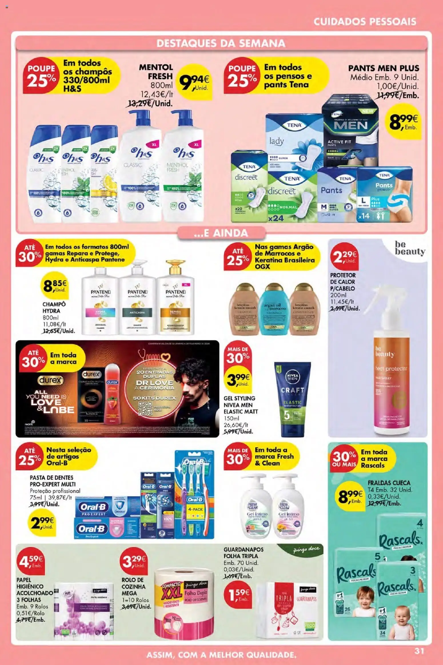 Pingo Doce Poupe Esta Semana Açores │ válido de 12.03.2026 | Página: 31 | Produtos: Papel higiénico, Fraldas, Guardanapos, Shampoo