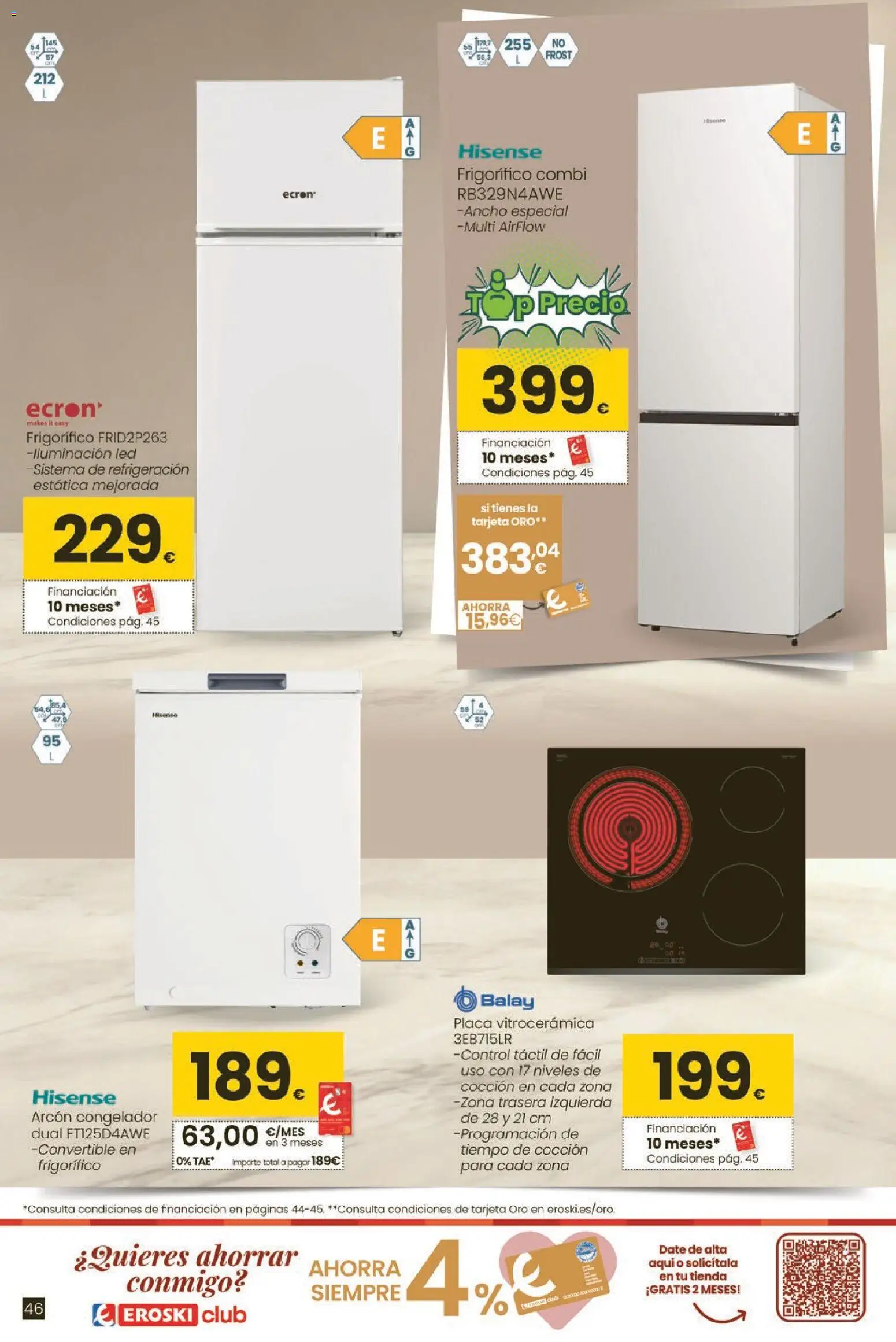 Eroski Qué planazo │ válido desde el 26.03.2026 | Página: 46 | Productos: Congelador, Combi, Galette de chaise