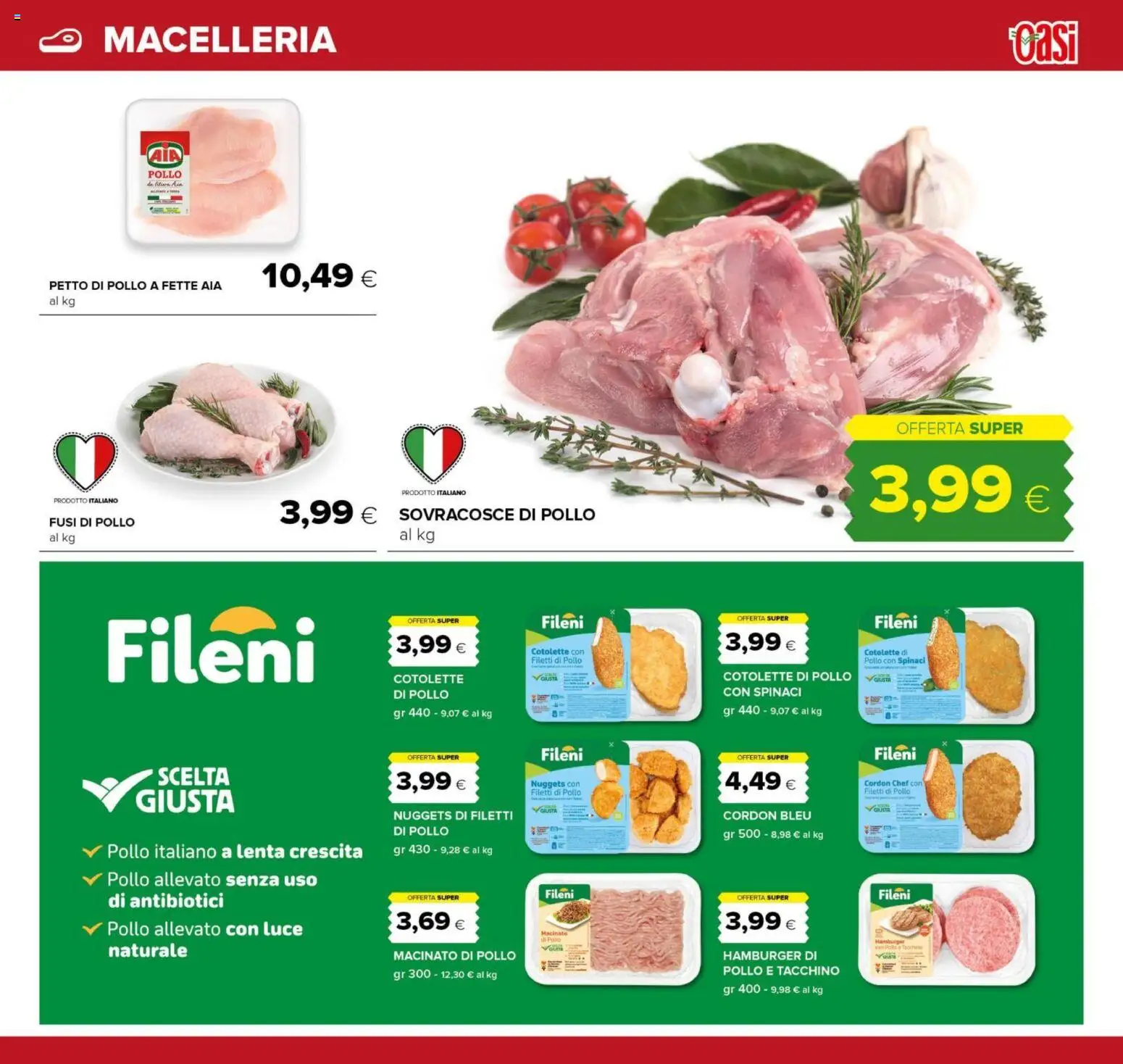 Volantino Oasi del 01.12.2025 | Pagina: 13 | Prodotti: Petto di Pollo, Tacchino, Spinaci, Macinato