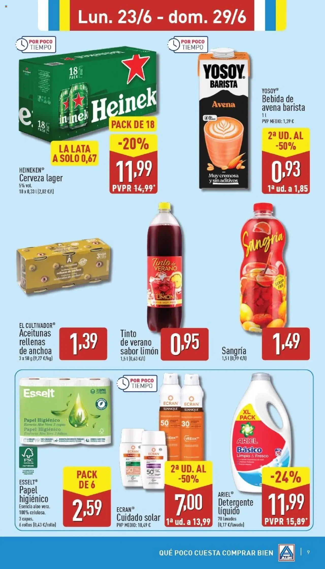 Aldi folleto Canarias │ válido desde el 23.06.2025 | Página: 9 | Productos: Detergente, Papel higienico, Detergente líquido, Anchoa