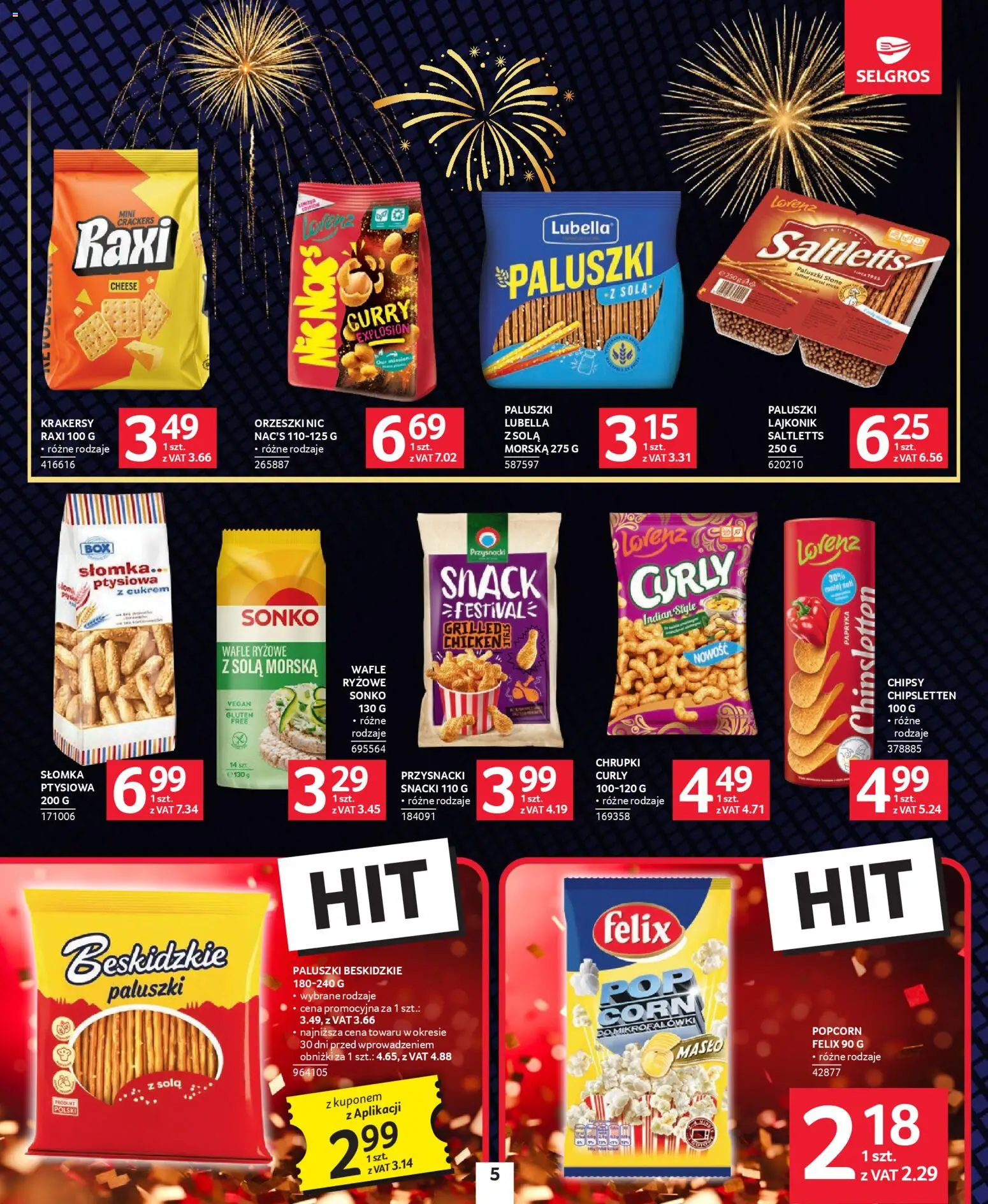 Selgros cash&carry Gazetka - Sylwester Pełen Smaku od 18.12.2025 | Strona: 5 | Produkty: Curry, Chrupki, Wafle ryżowe, Paluszki
