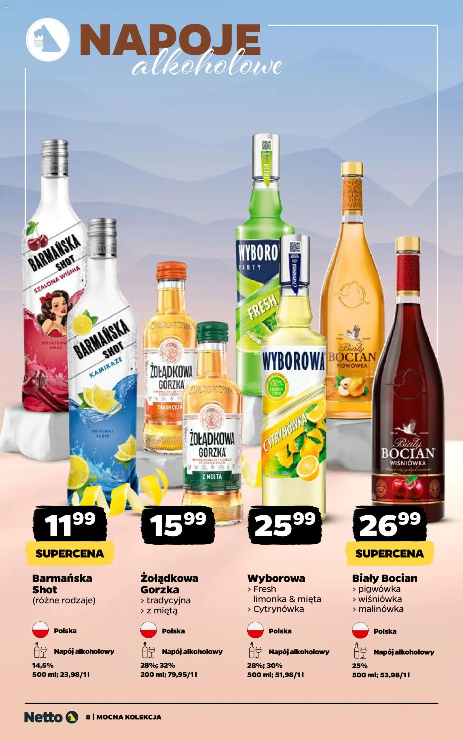 Netto gazetka - Alkohole mocne od 19.01.2026 | Strona: 8 | Produkty: Limonka, Napoje, Mięta