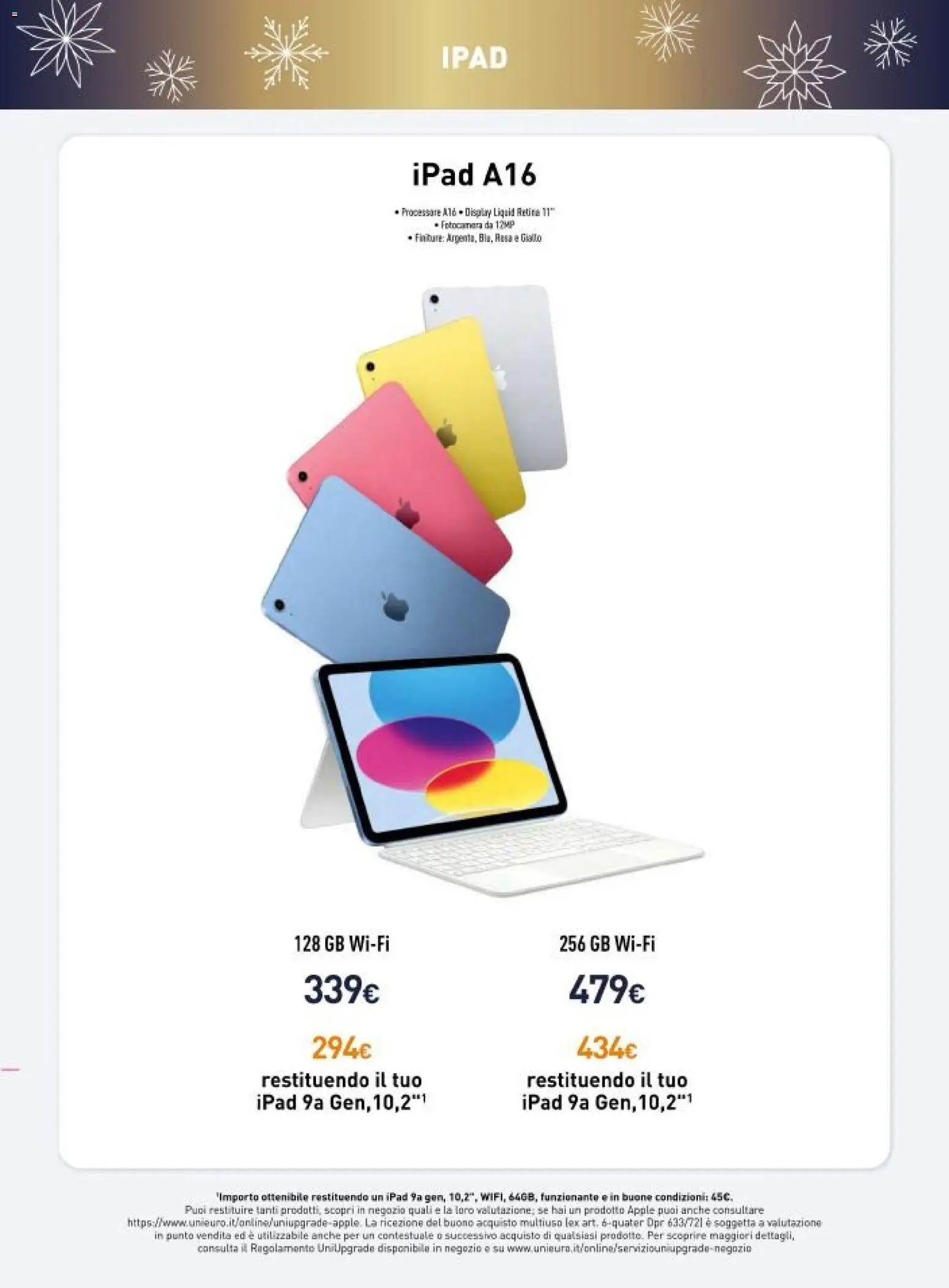 Volantino Unieuro del 08.12.2025 | Pagina: 13 | Prodotti: Fotocamera, Ipad