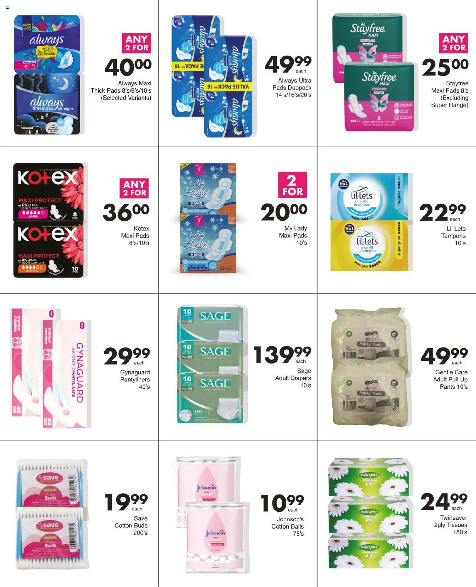New Save catalogue – valid from 12.02.2026 | Page: 69 | Products: Pants, Pads, Cotton buds, Tissues