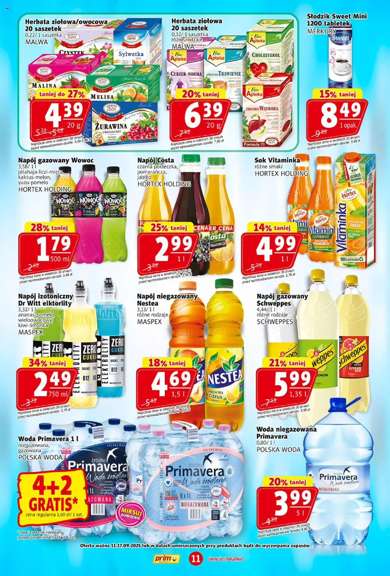 Prim Market Gazetka od 11.09.2025 | Strona: 11 | Produkty: Malina, Woda źródlana, Woda niegazowana, Melisa