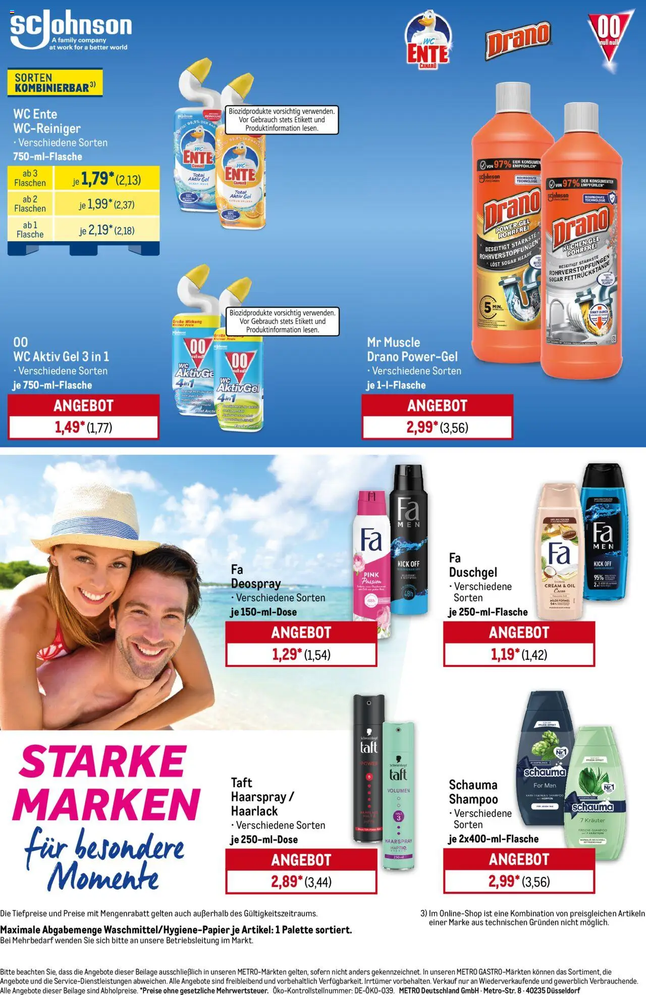 Metro Starke Marken - gültig ab dem 04.08.2025 | Seite: 16 | Produkte: Haarspray, Duschgel, Deospray, Ente