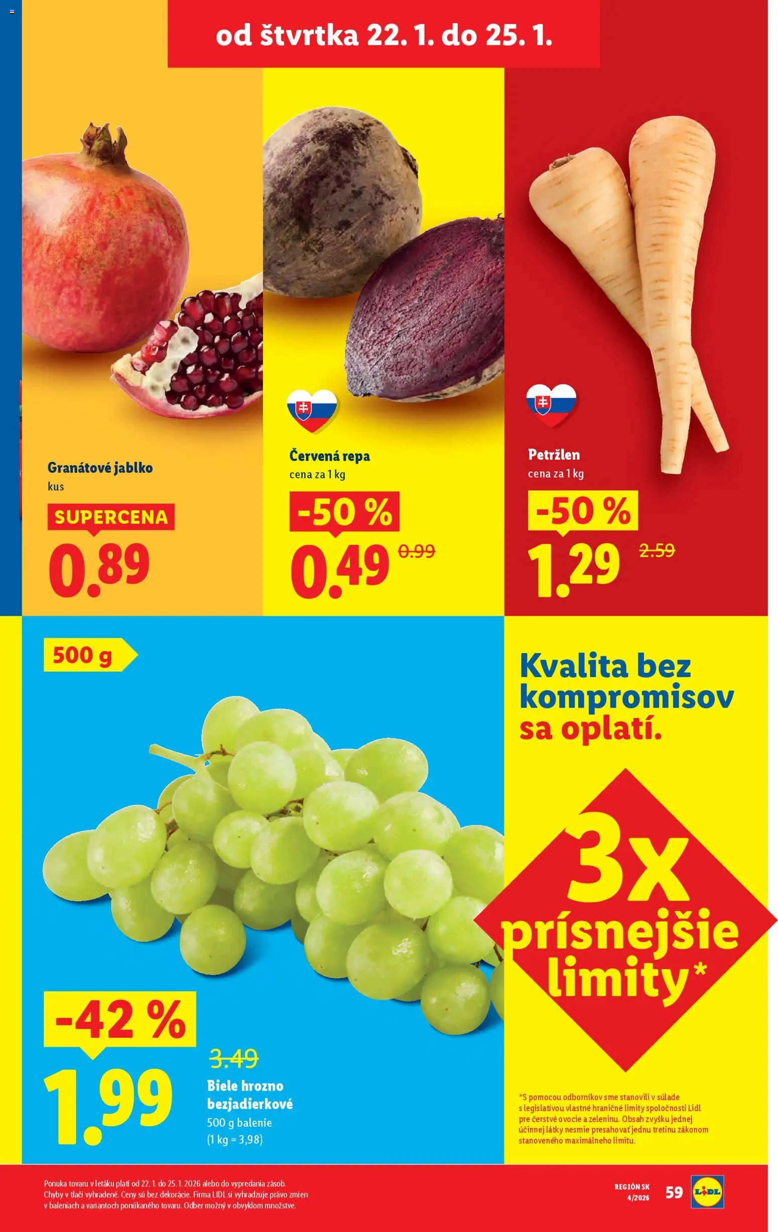 Nové Lidl akcie – leták je platný od 22.01.2026 | Strana: 5 | Produkty: Červená repa, Petržlen, Hrozno, Ovocie