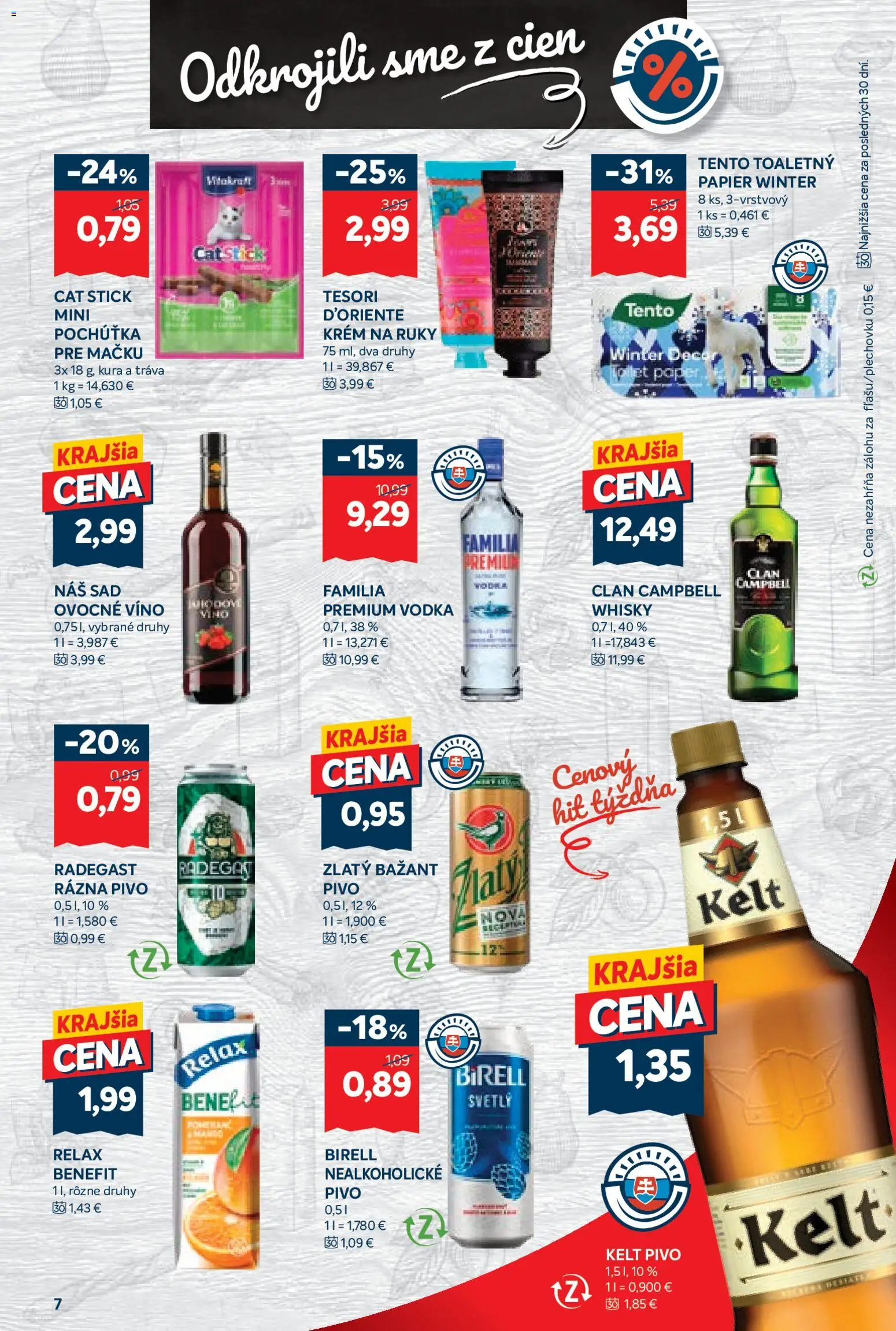 Nové Kraj akcie – leták je platný od 18.12.2025 | Strana: 15 | Produkty: Radegast, Toaletný papier, Zlatý Bažant, Krém na ruky