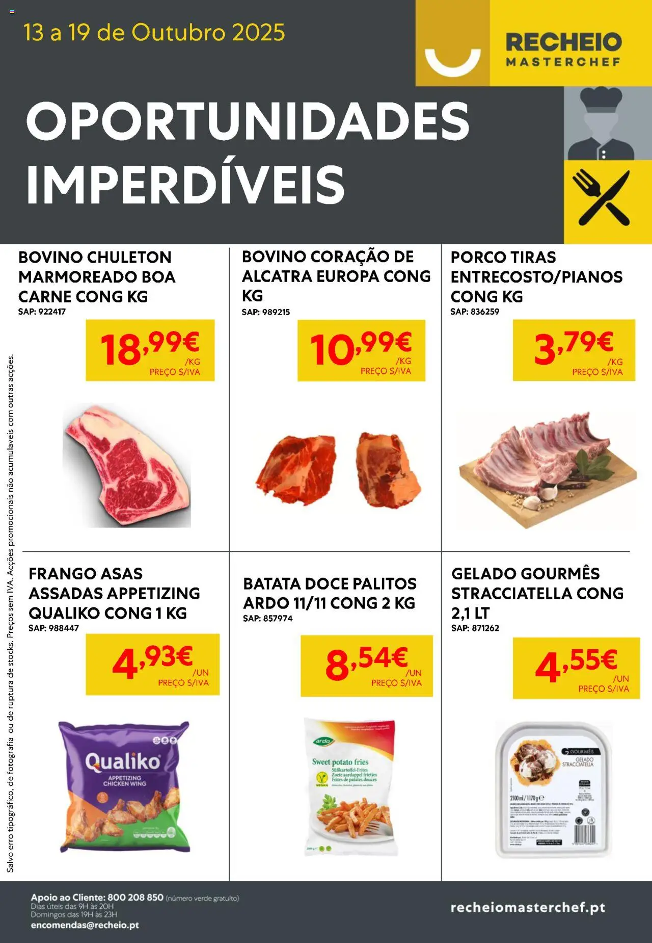 Recheio - Oportunidades Imperdíveis │ válido de 13.10.2025 | Página: 1 | Produtos: Batata, Frango, Gelado, Carne