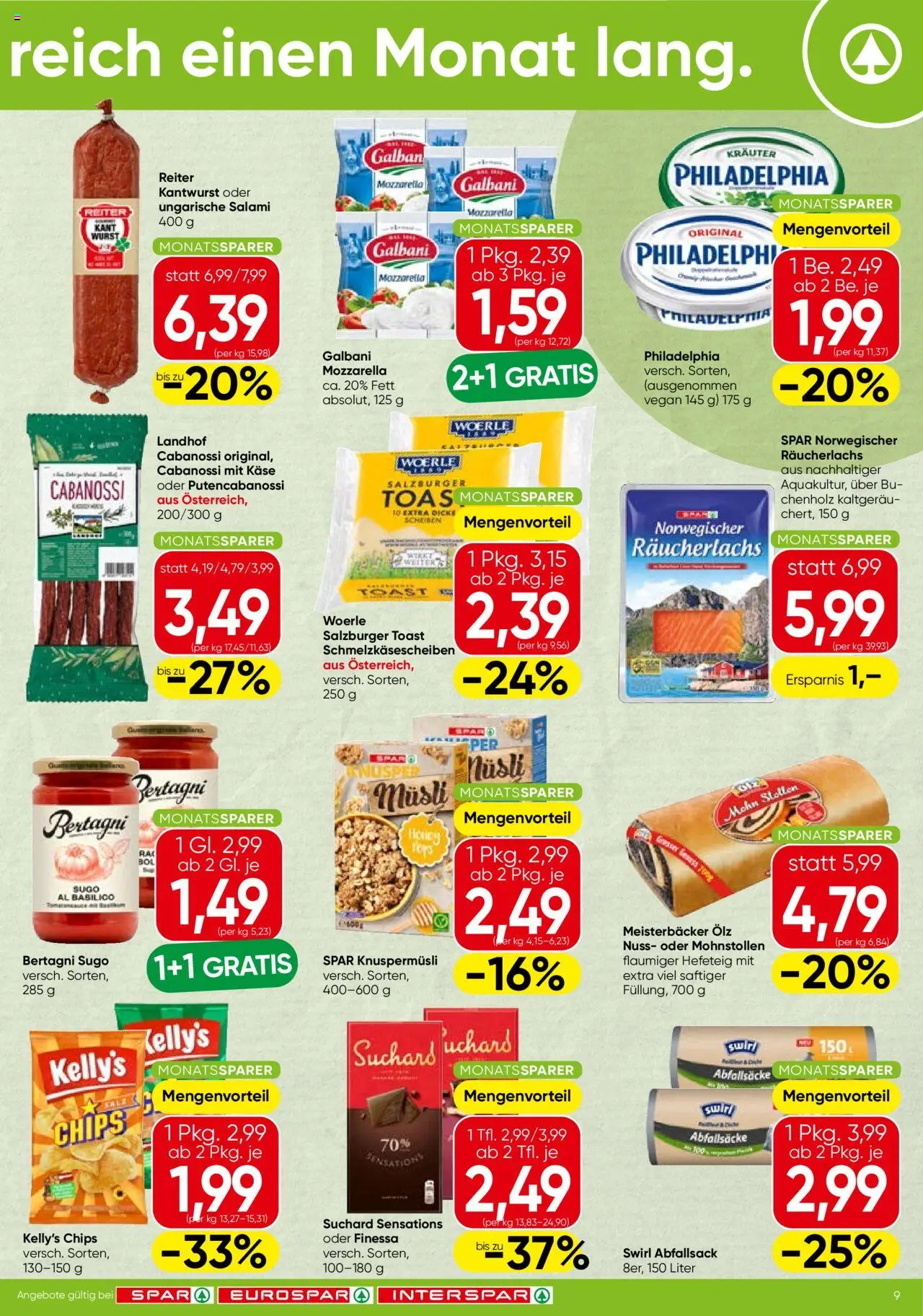 Spar Monatssparer - Vorarlberg gültig ab 24.07.2025 | Seite: 3 | Produkte: Chips, Salz, Käse, Salami