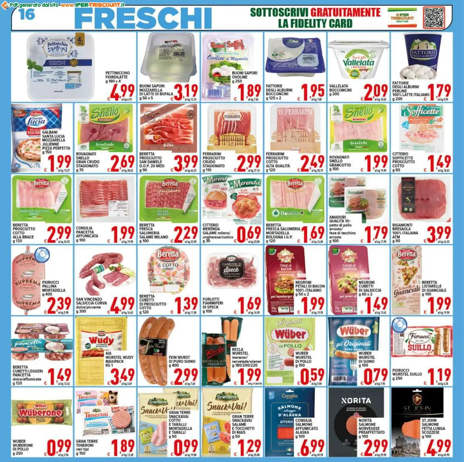 Volantino Ipertriscount del 07.11.2025 | Pagina: 16 | Prodotti: Salmone, Bresaola, Salsiccia, Mortadella