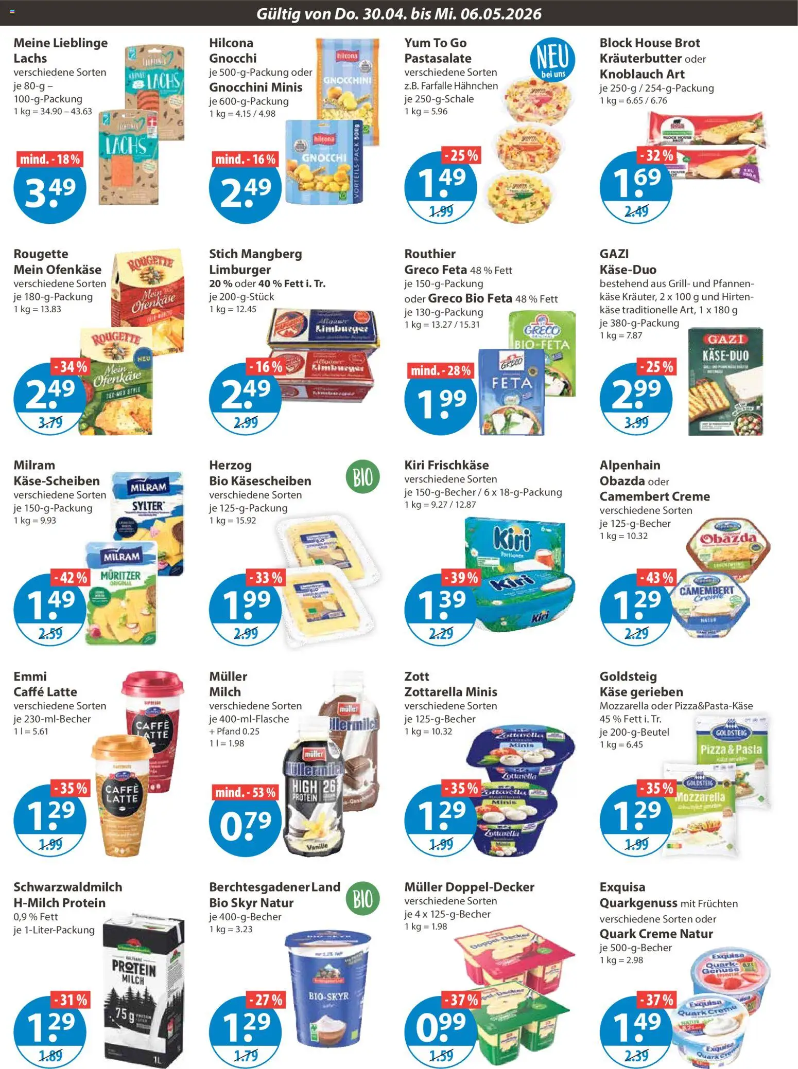 V-Markt Schwaben / Oberbayern – gültig ab 30.04.2026 | Seite: 6 | Produkte: Milch, Knoblauch, Pizza, Frischkase