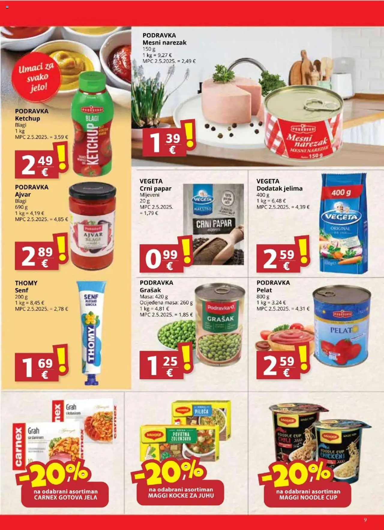 Djelo katalog | vrijedi od 10.09.2025 | Stranica: 9 | Proizvodi: Podravka, Noodle, Papar, Grašak
