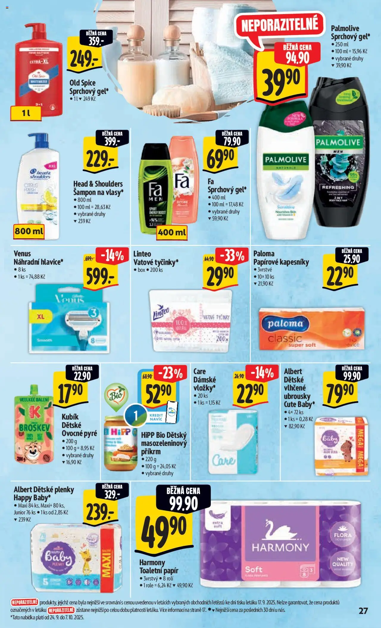 Albert leták - Hypermarket od 24.09.2025 | Strana: 35 | Produkty: Toaletní papír, Příkrm, Old Spice, Šampon