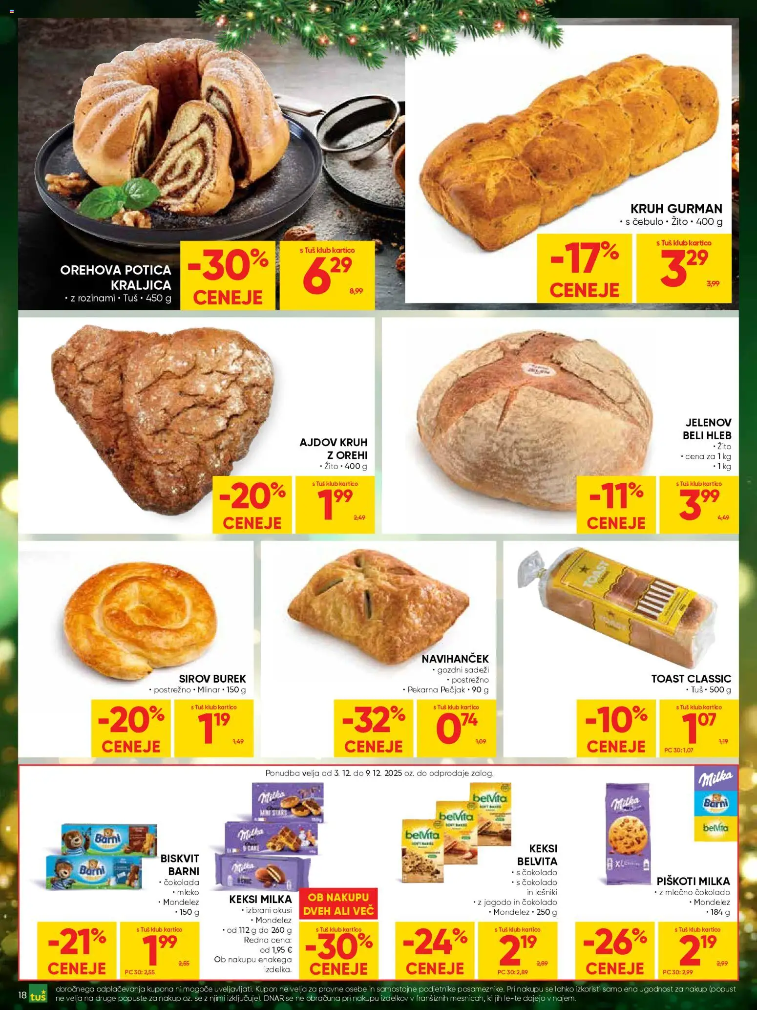 Novi Tuš katalog ponudbe – veljaven od 26.11.2025 | Stran: 18 | Izdelki: Pekarna, Toast, Kruh, Cokolada