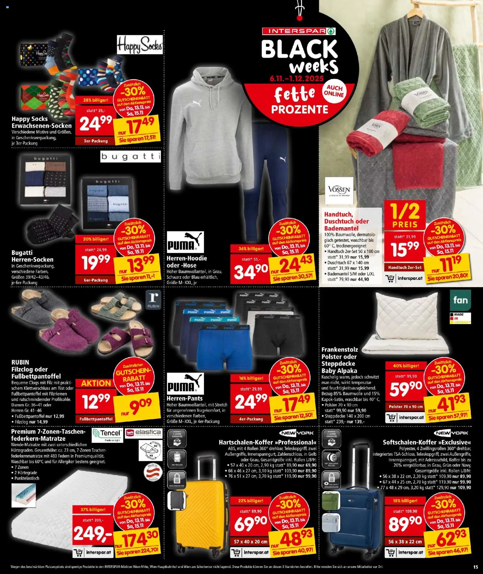 Interspar - Black Friday gültig ab 13.11.2025 | Seite: 15 | Produkte: Hose, Bademantel, Koffer