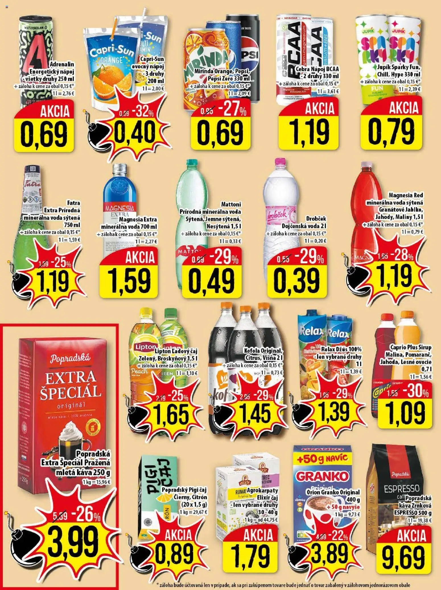 Nové Klas akcie – leták je platný od 23.02.2026 | Strana: 21 | Produkty: Džús, Magnesia, Voda, Fatra
