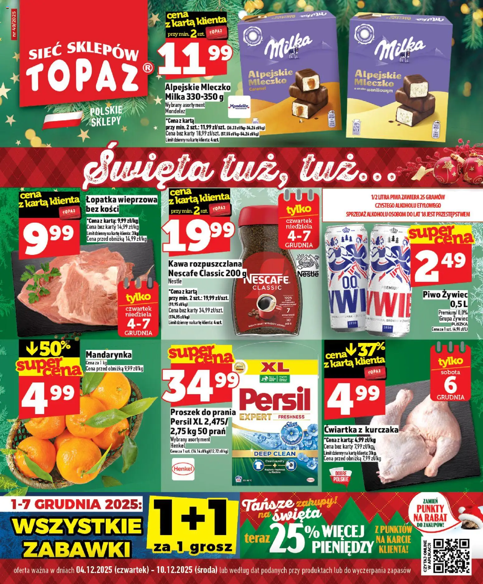 Topaz Gazetka MAZ od 04.12.2025 | Strona: 1 | Produkty: Persil, Nescafe, Kawa, Proszek do prania