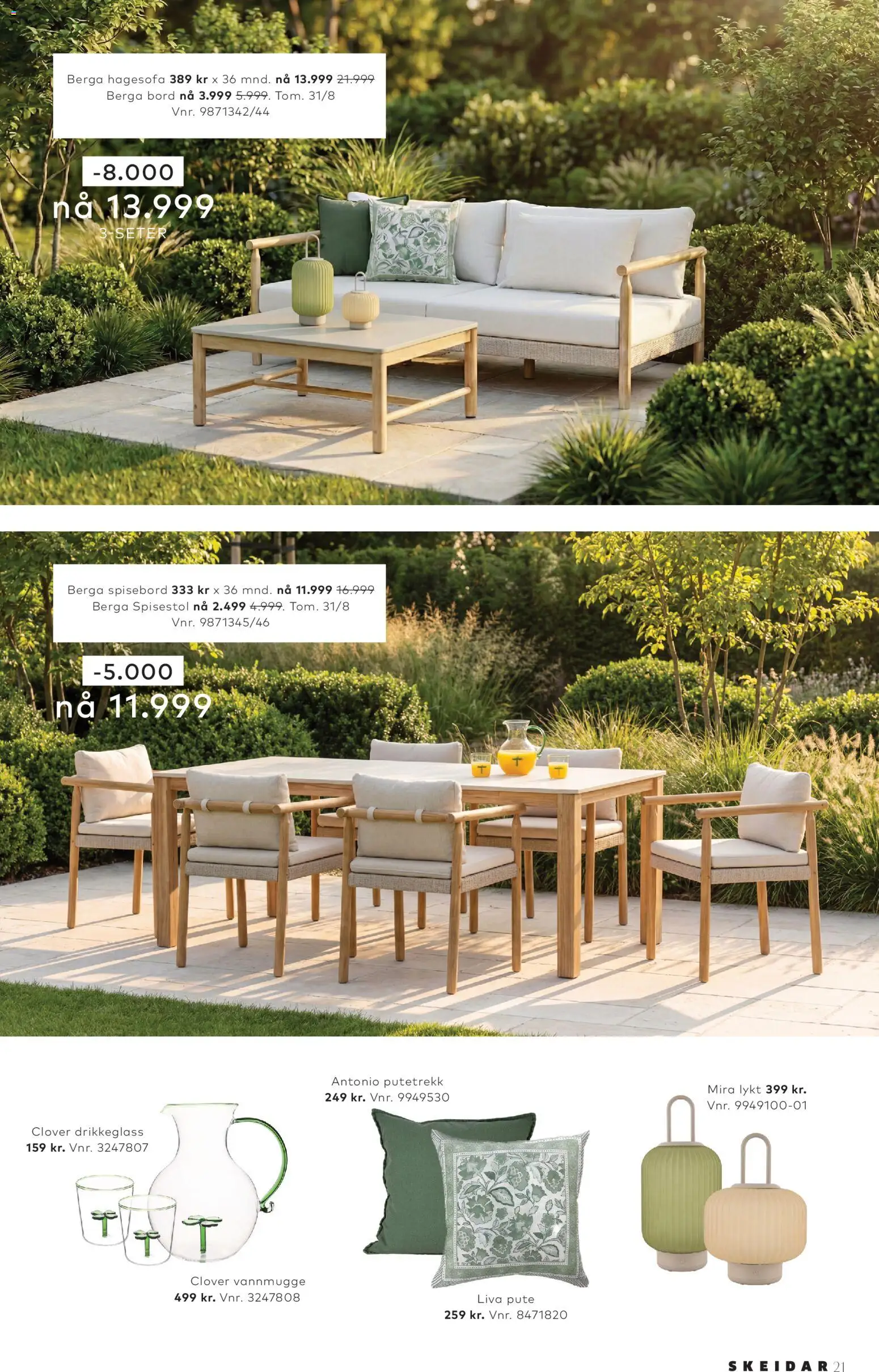 {H1} | Side: 21 | Produkter: Spisebord, Spisestol, Putetrekk, Bord