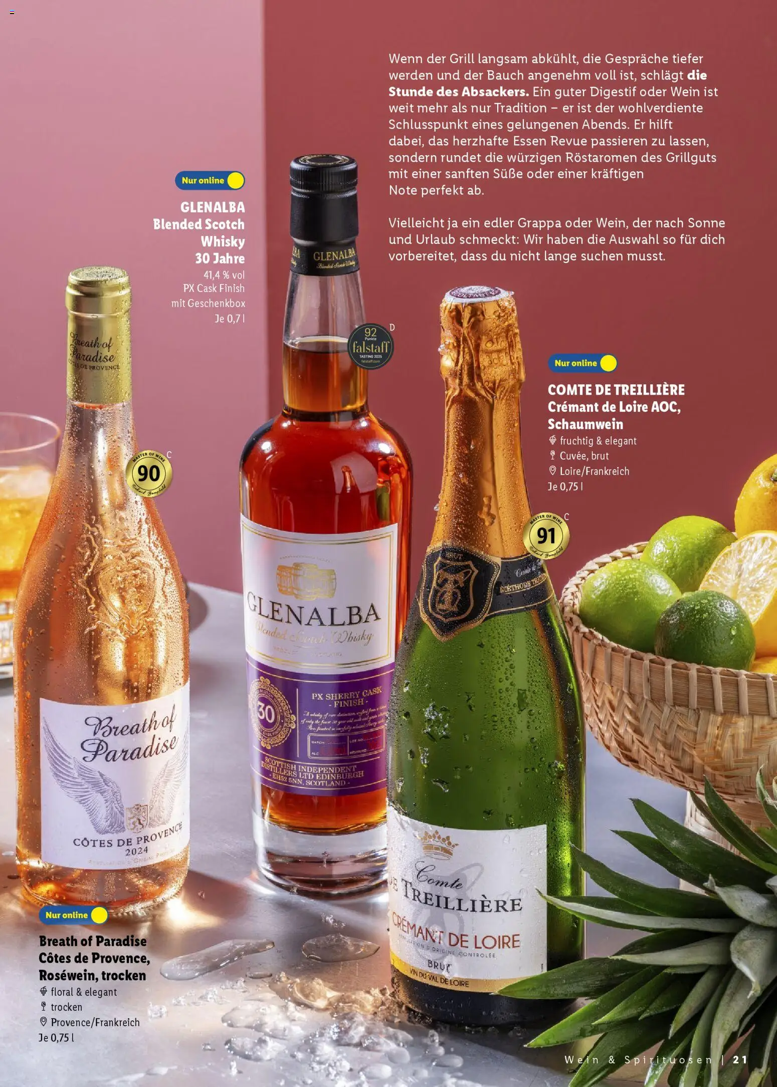 Lidl Prospekt – gültig ab 25.04.2026 | Seite: 21 | Produkte: Whisky, Grill, Finish, Wein