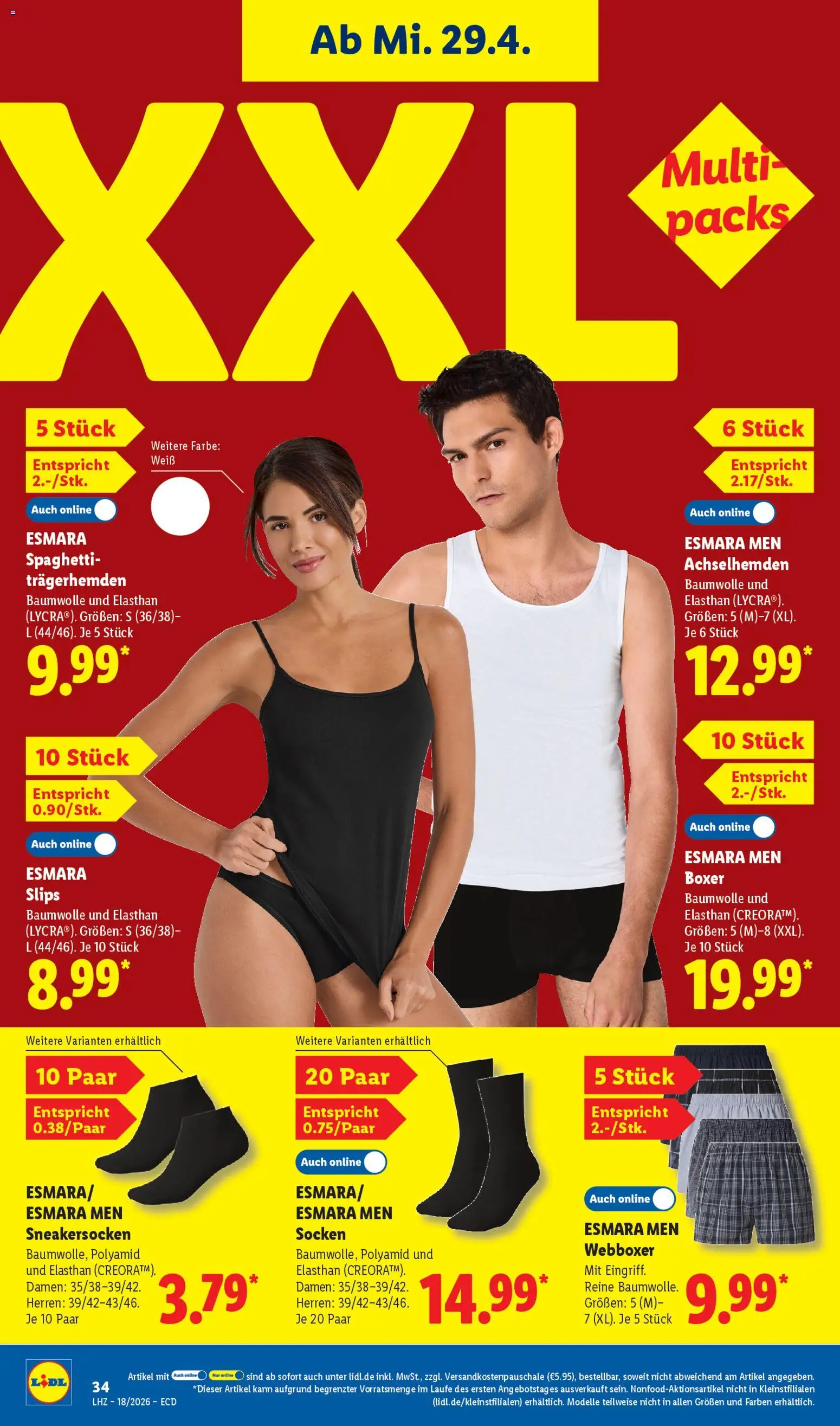 Lidl Prospekt – gültig ab 27.04.2026 | Seite: 28 | Produkte: Socken, Boxer