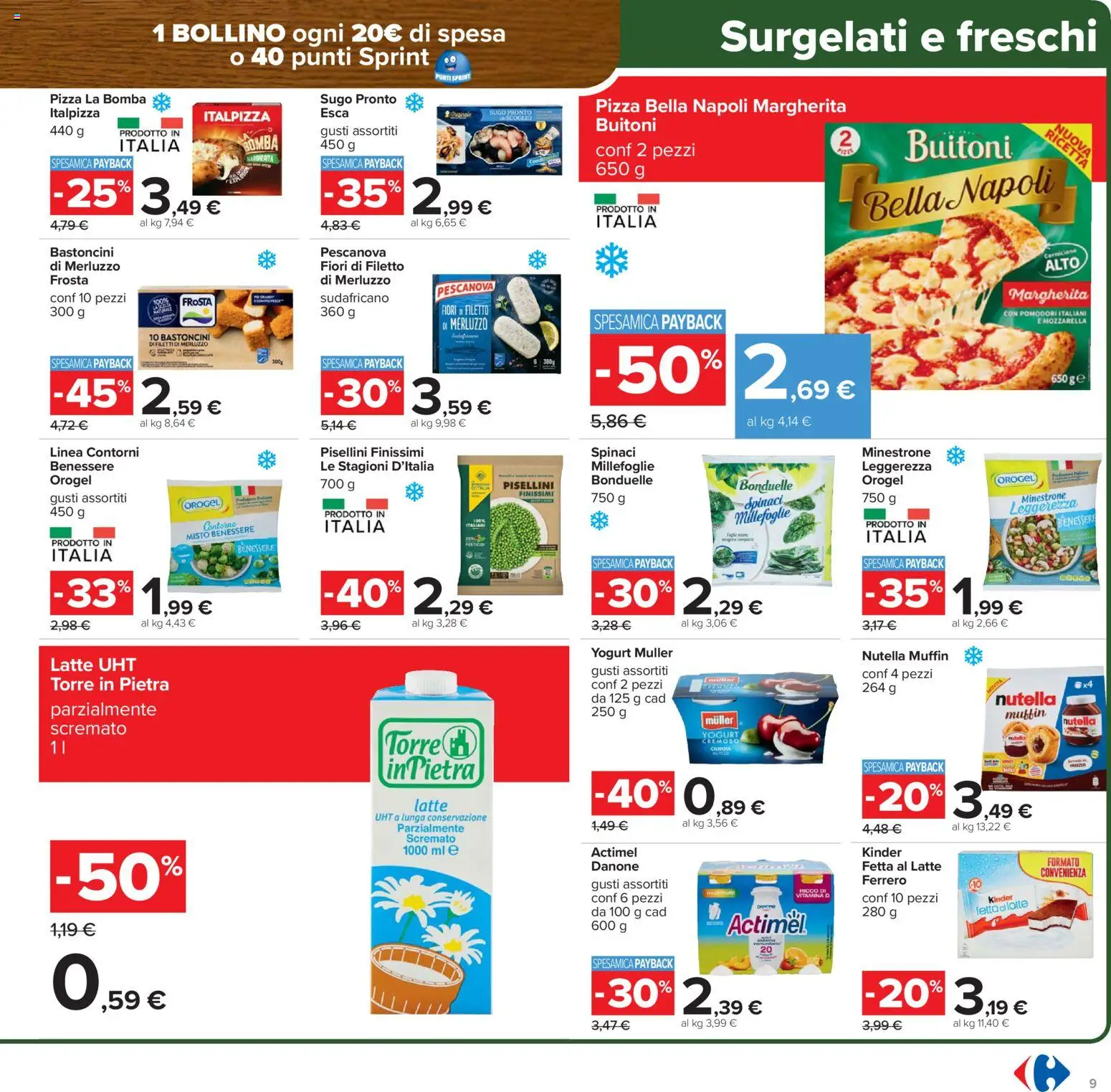 Volantino Carrefour del 02.03.2026 | Pagina: 9 | Prodotti: Pizza, Merluzzo, Latte, Nutella