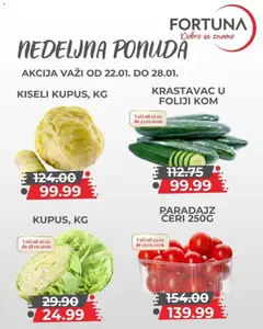 Fortuna Market nedelnja ponuda - pregled Fortuna Market kataloga - važi od 22.01.2026 | Strana: 4 | Proizvode: Krastavac, Paradajz