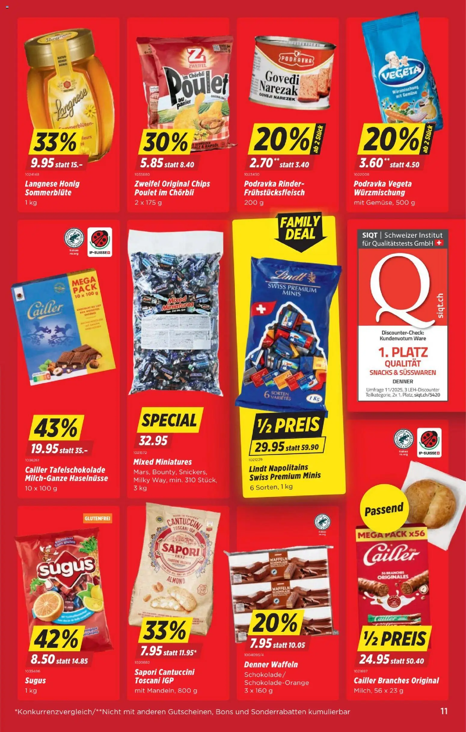 Denner Aktionen – gültig ab 12.02.2026 | Seite: 11 | Produkte: Rapsöl, Waffeln, Schokolade, Chips