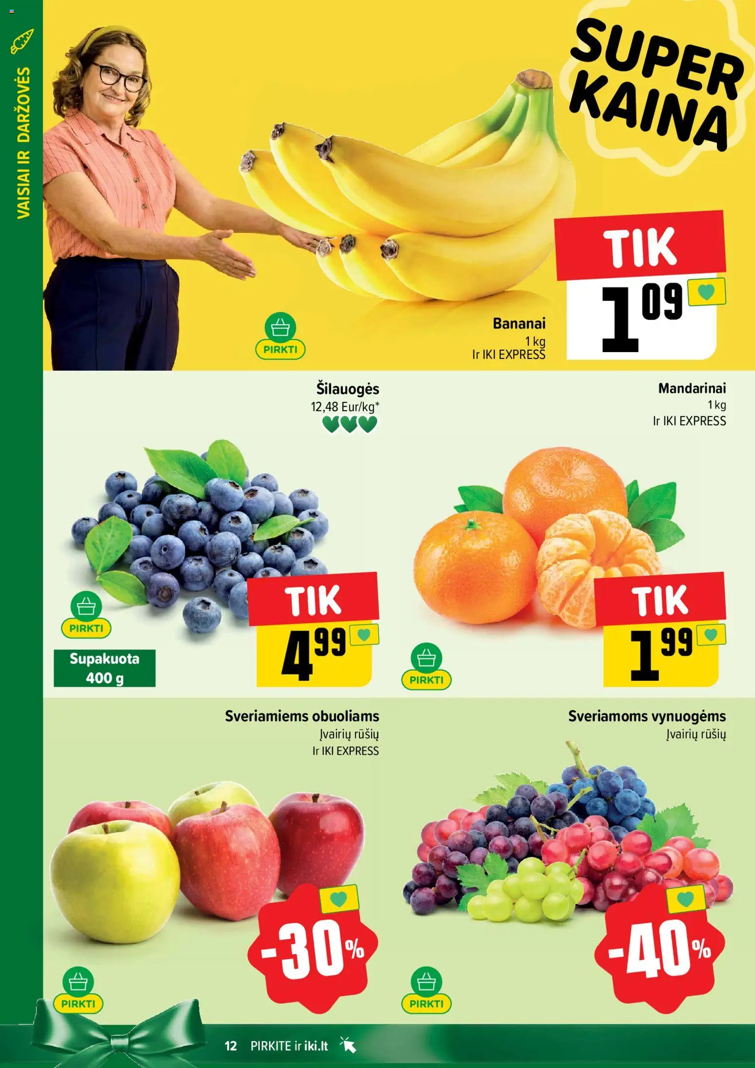 IKI akcijos nuo 10.11.2025 | Puslapis: 12 | Prekių: Šilauogės, Bananai, Mandarinai