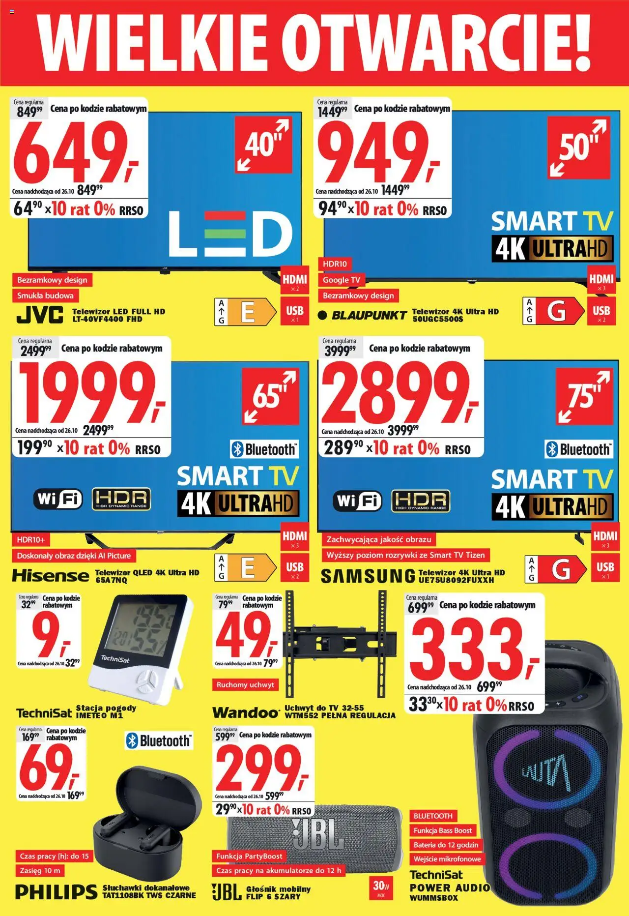 Mediaexpert Gazetka - Wielkie otwarcie Dąbrowa Górnicza od 15.10.2025 | Strona: 2 | Produkty: Telewizor, Audio, Głośnik, Bateria