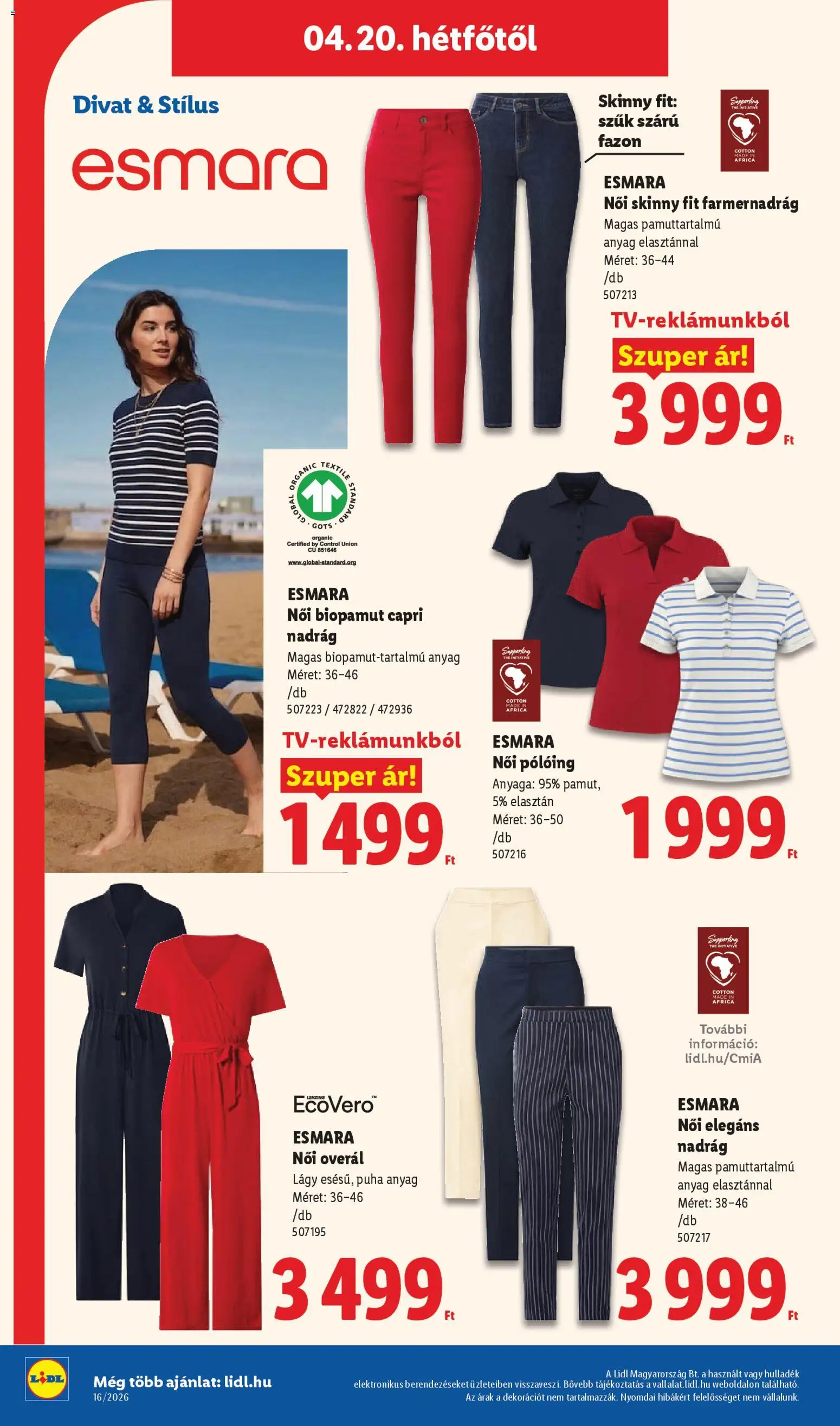 Lidl akciós ujság - amely érvényes a következő dátumtól: 16.04.2026 | Oldal: 36 | Termékek: Farmernadrág, Pólóing, Nadrág, Overál