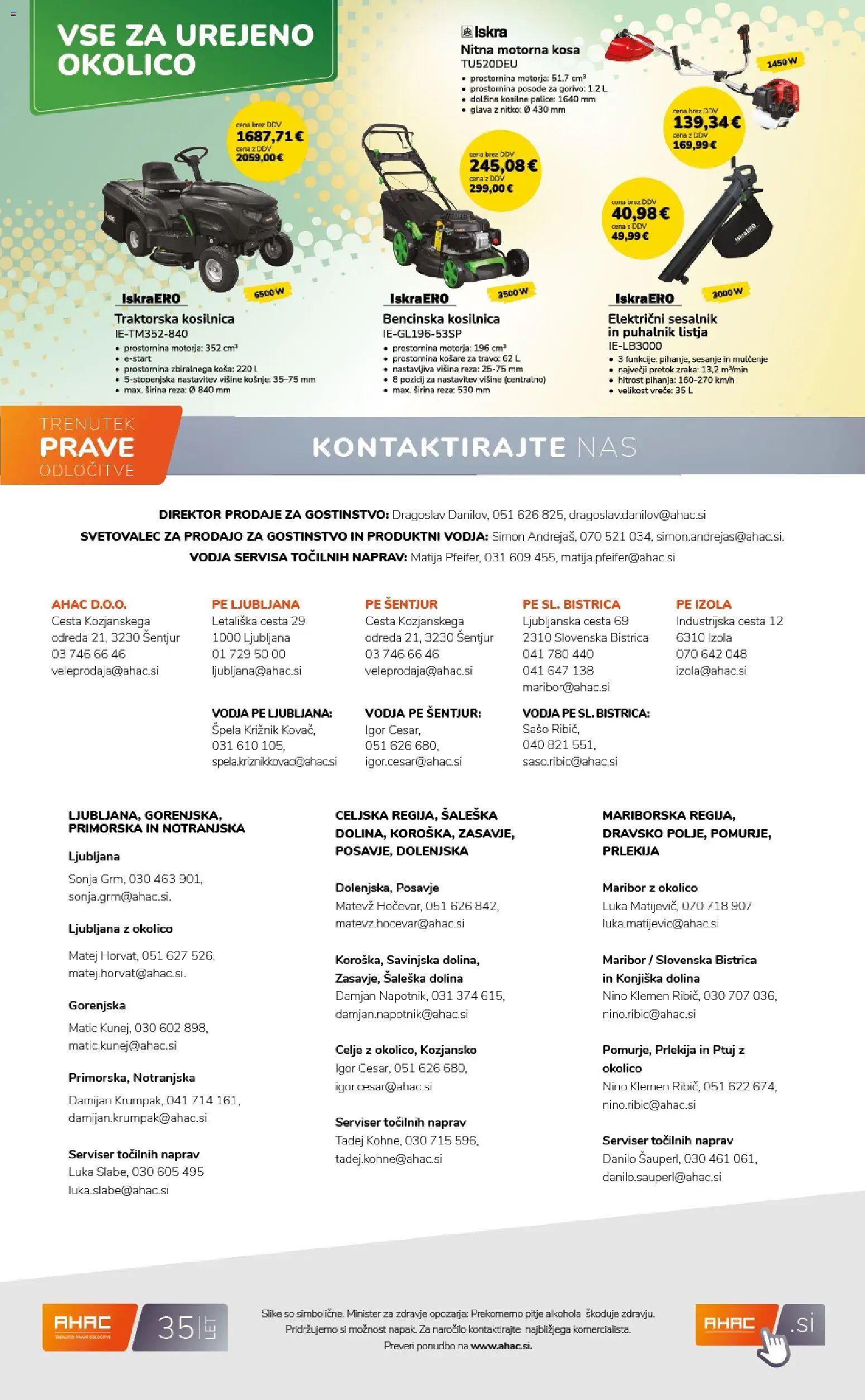 Novi Ahac katalog ponudbe – veljaven od 01.04.2026 | Stran: 23 | Izdelki: Kosilnica, Sesalnik