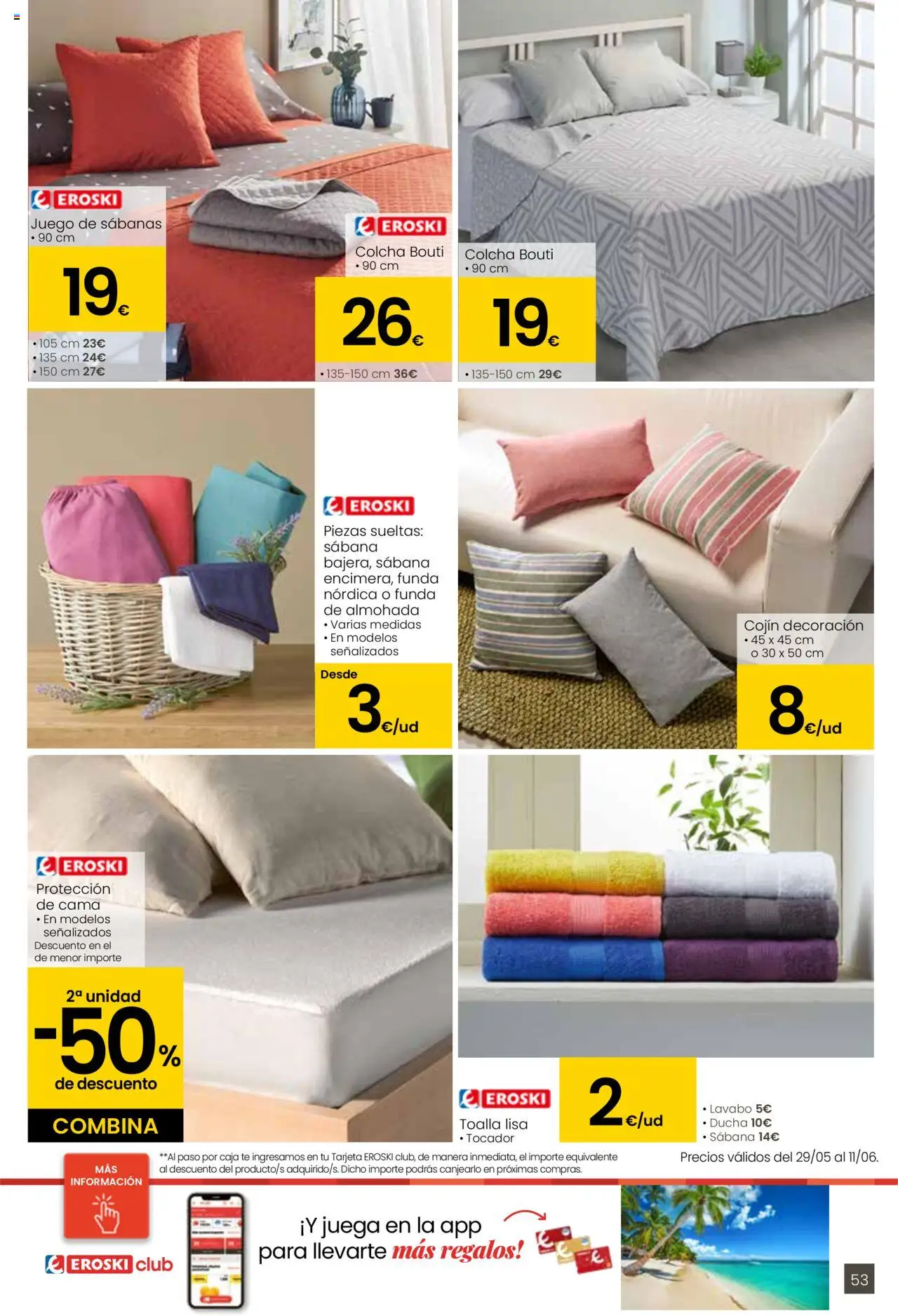 Eroski folleto │ válido desde el 29.05.2025 | Página: 53 | Productos: Juega, Funda, Cojín, Ducha
